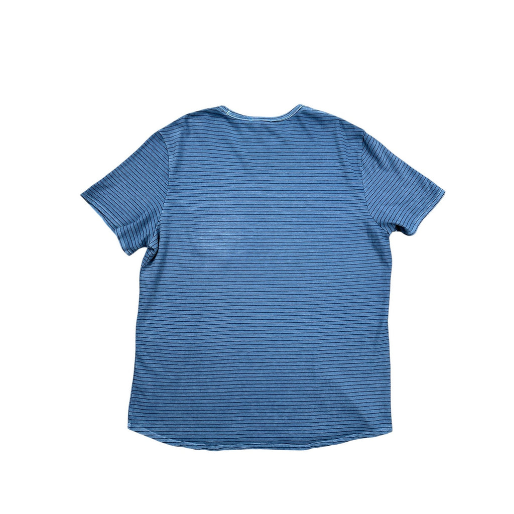 Marine Layer Heavy Slub Striped Pocket Tee in Coronet Blue Stripe — Size Larger (L/XL)