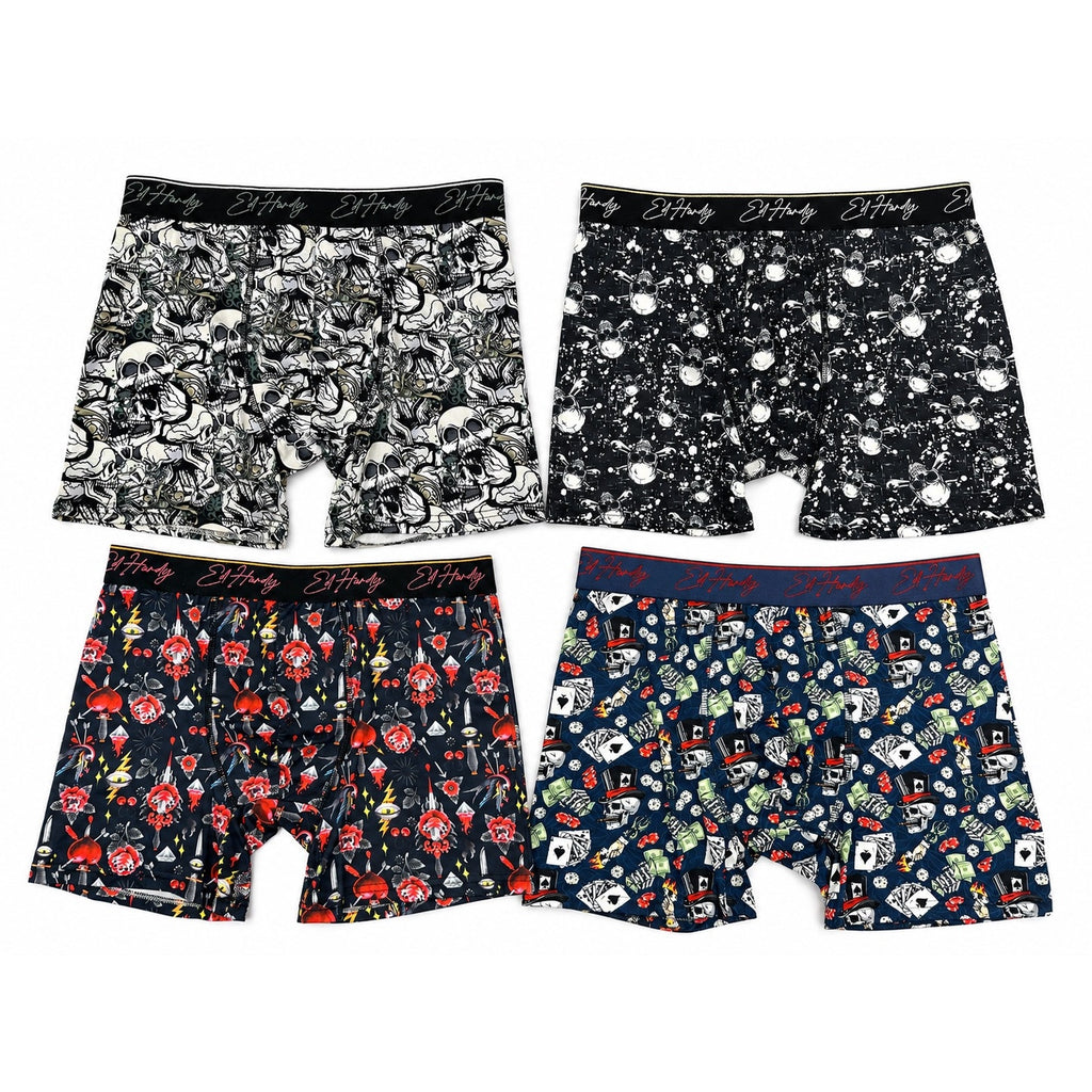 Ed Hardy Performance Boxer Briefs 4-Pack — Size Medium