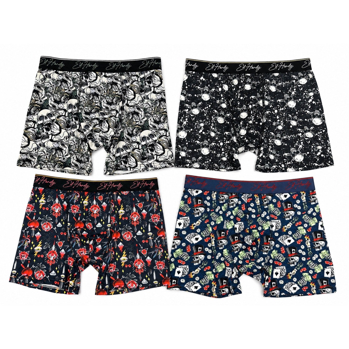 Ed Hardy Performance Boxer Briefs 4-Pack — Size Medium