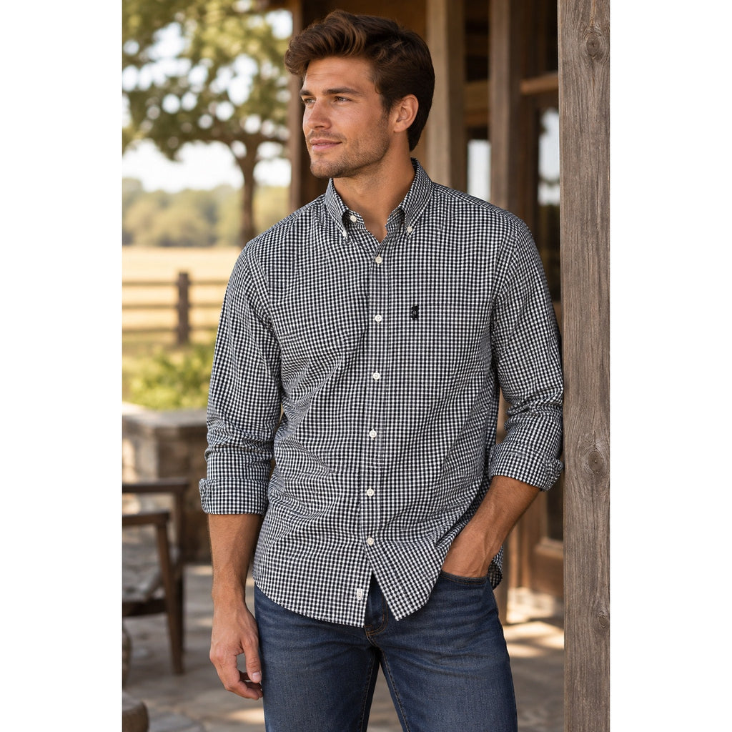 Texas Standard Gingham Checkered Long Sleeve Button Down — Size Medium // Preowned