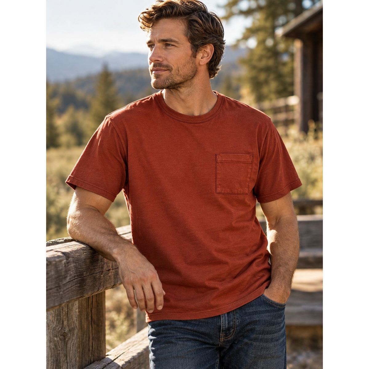 Dehen Knitting Co. Made in USA Heavy Duty Single Pocket Tee — Size 2XL // Preowned
