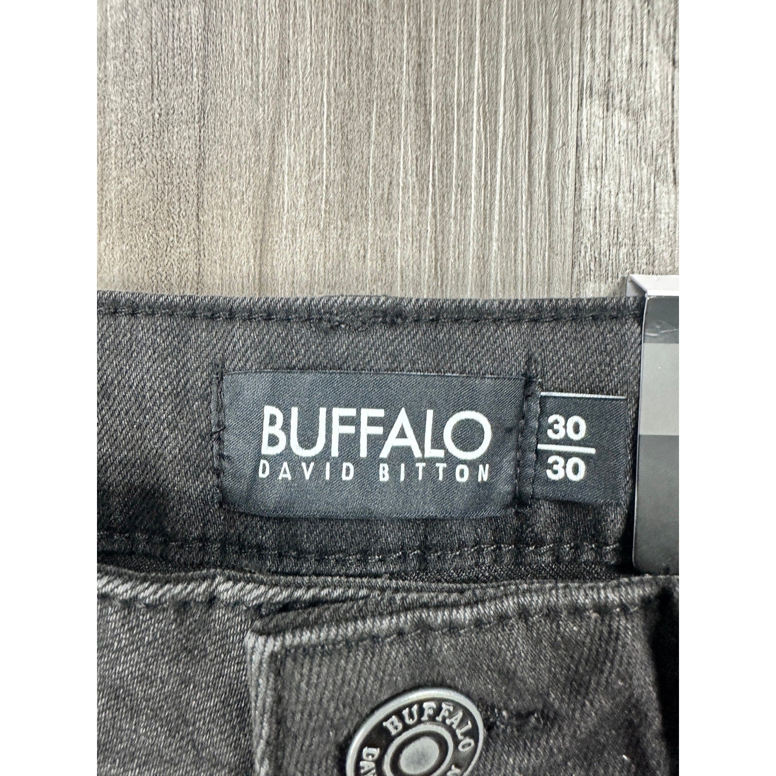Buffalo David Bitton Ash Slim Stretch Jeans in Black Sanded — Size 30x30
