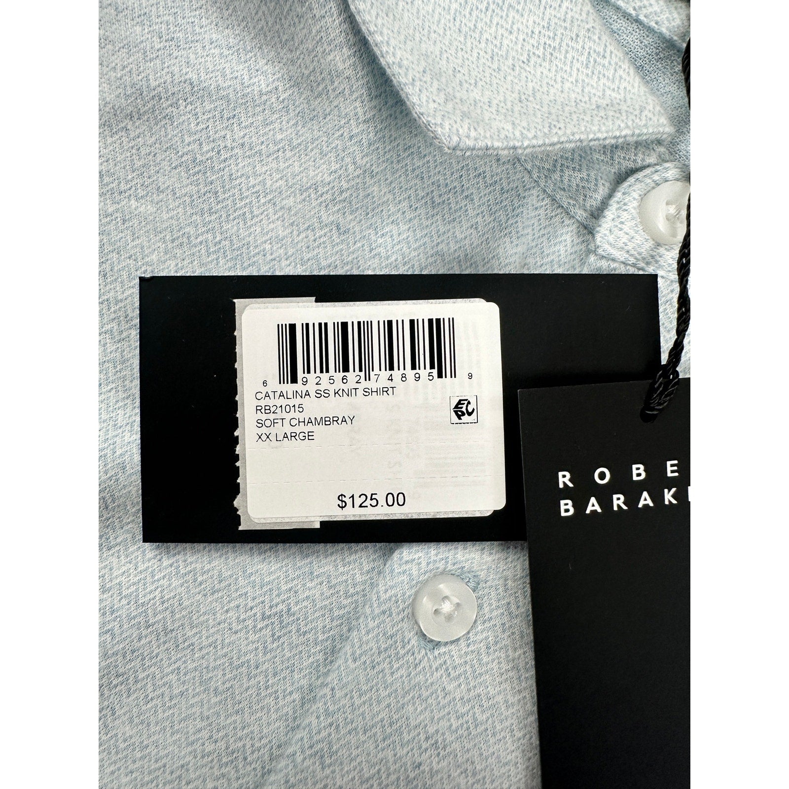 Robert Barakett Catalina Short Sleeve Knit Shirt in Soft Chambray — Size 2XL