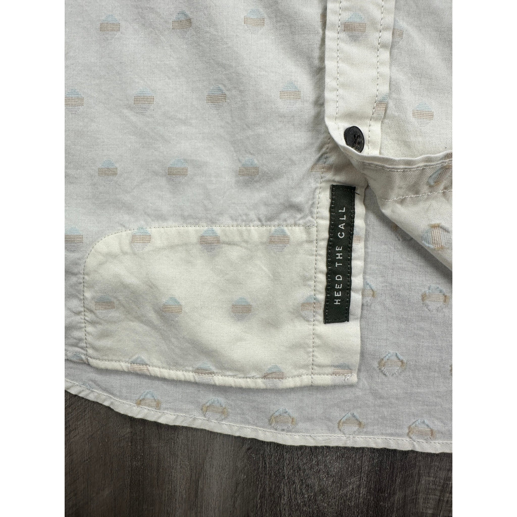 Howler Brothers San Gabriel Short Sleeve Button Down in Sunrise Jacquard Sandston — Size Large