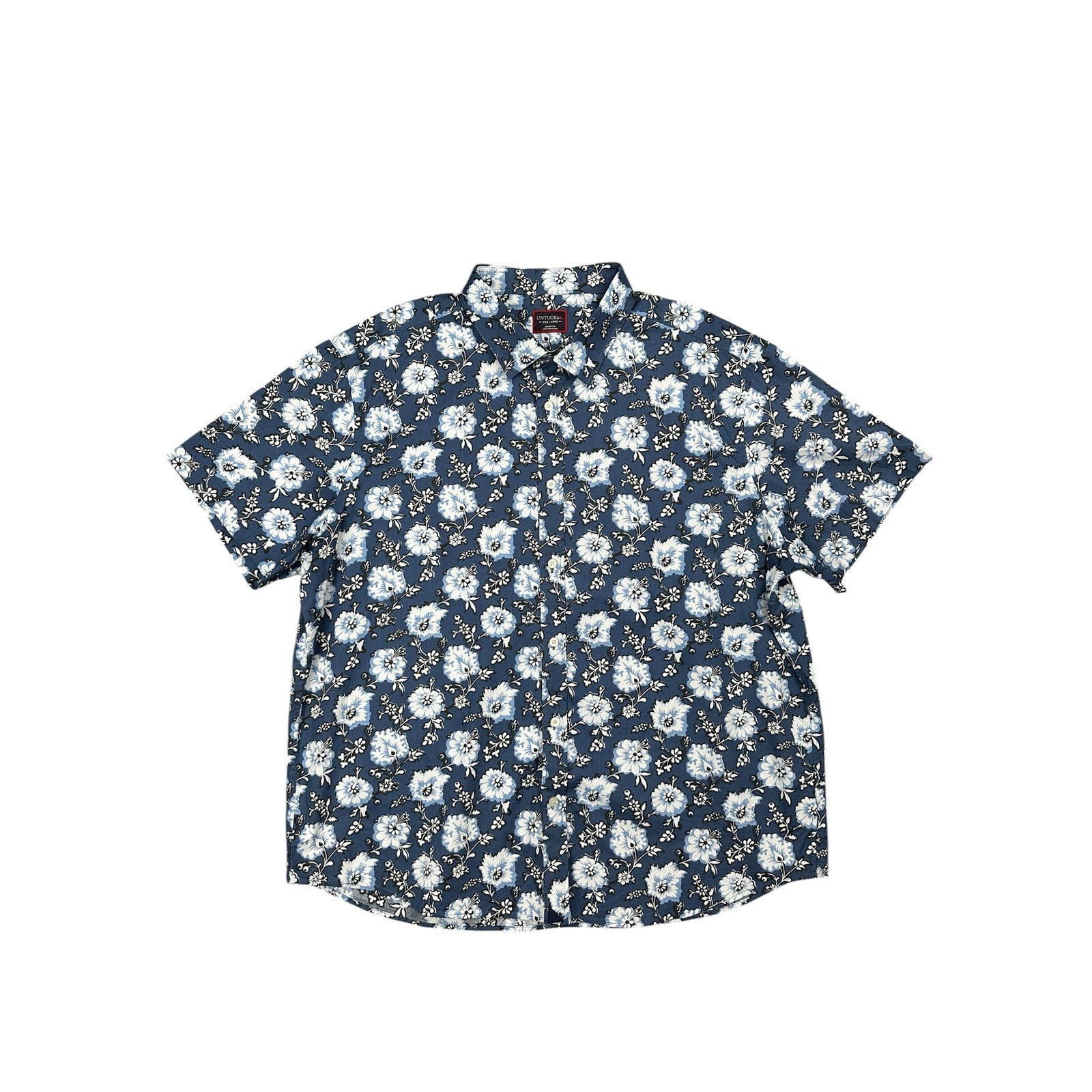 UNTUCKit Monreale Hawaiian Regular Fit Short Sleeve Shirt in Navy, Blue, White — Size 3XL // Preowned