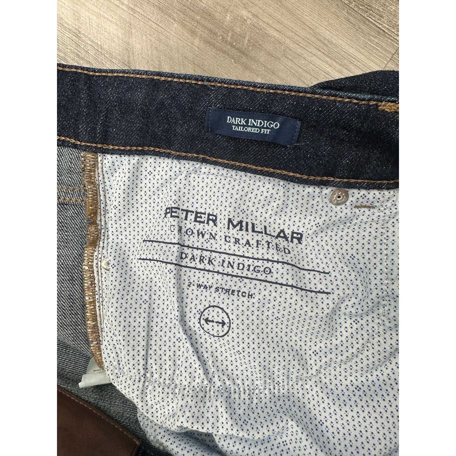 Peter Millar Crown Crafted Tailored Fit 2 Way Stretch 5 Pocket Jeans in Dark Indigo Blue — Size 44x32 // Preowned
