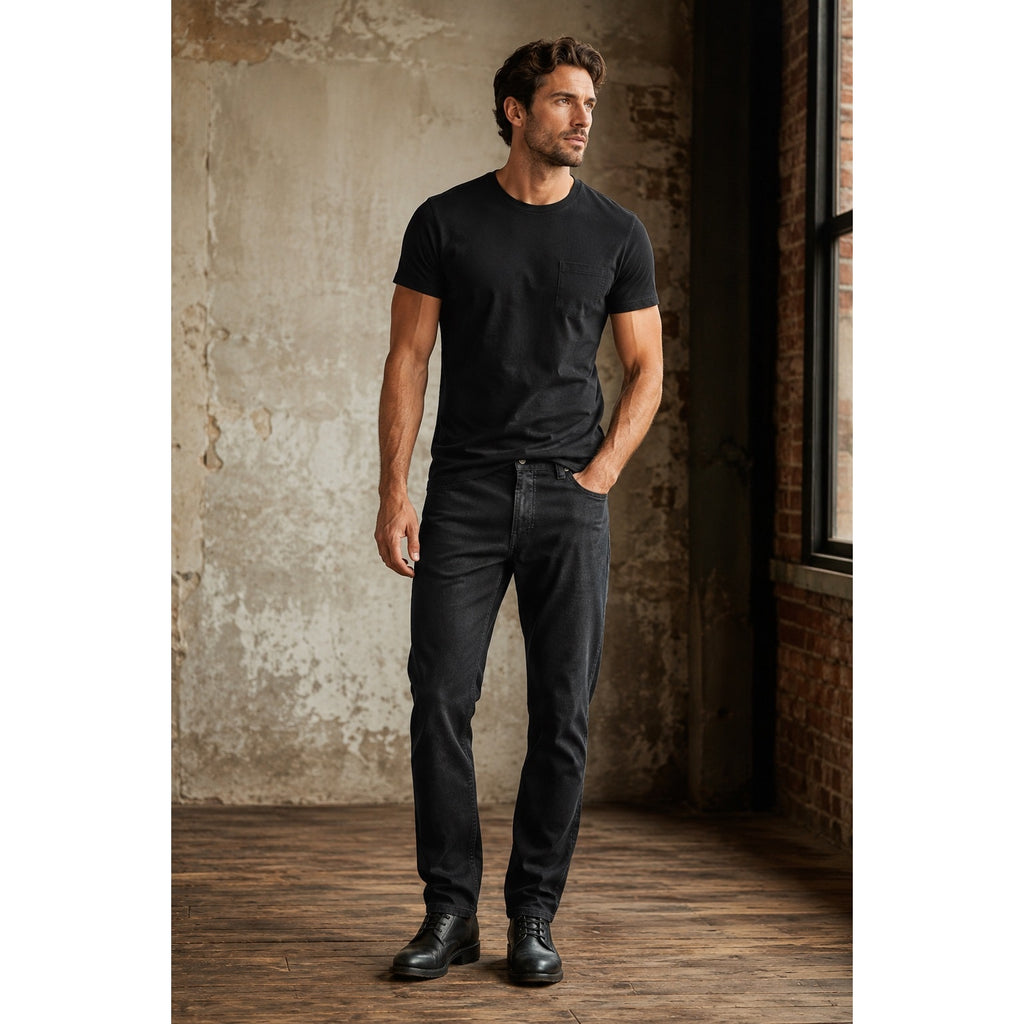 Buffalo David Bitton Ash Slim Black Rinse Stretch Denim Jeans — 34x30