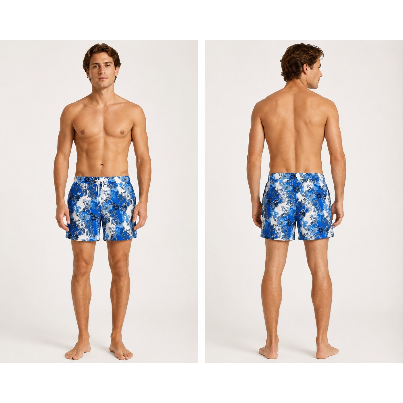 Robert Graham Floral Paisley Swim Trunks in Blue Navy and White — Size Medium
