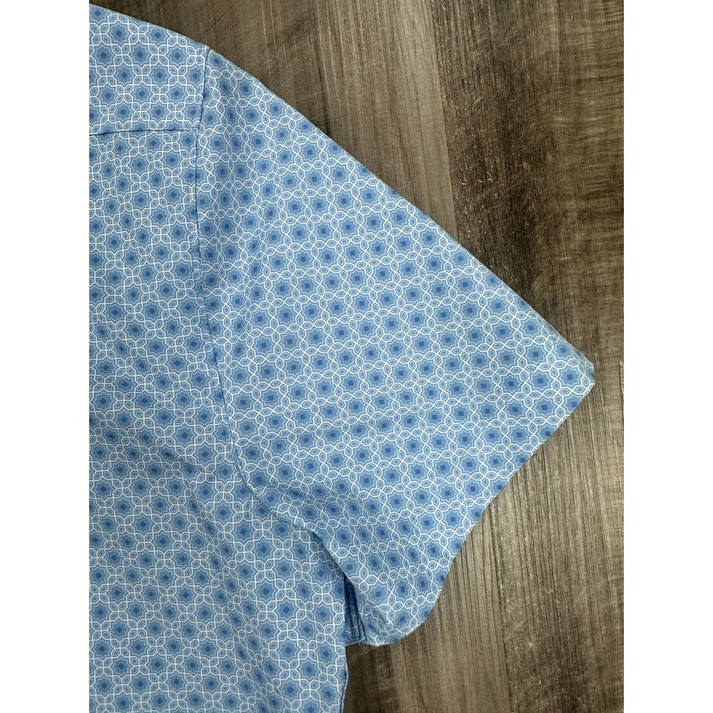 7 Diamonds Eldon 4-Way Stretch Woven Shirt in Light Blue White — Size Medium