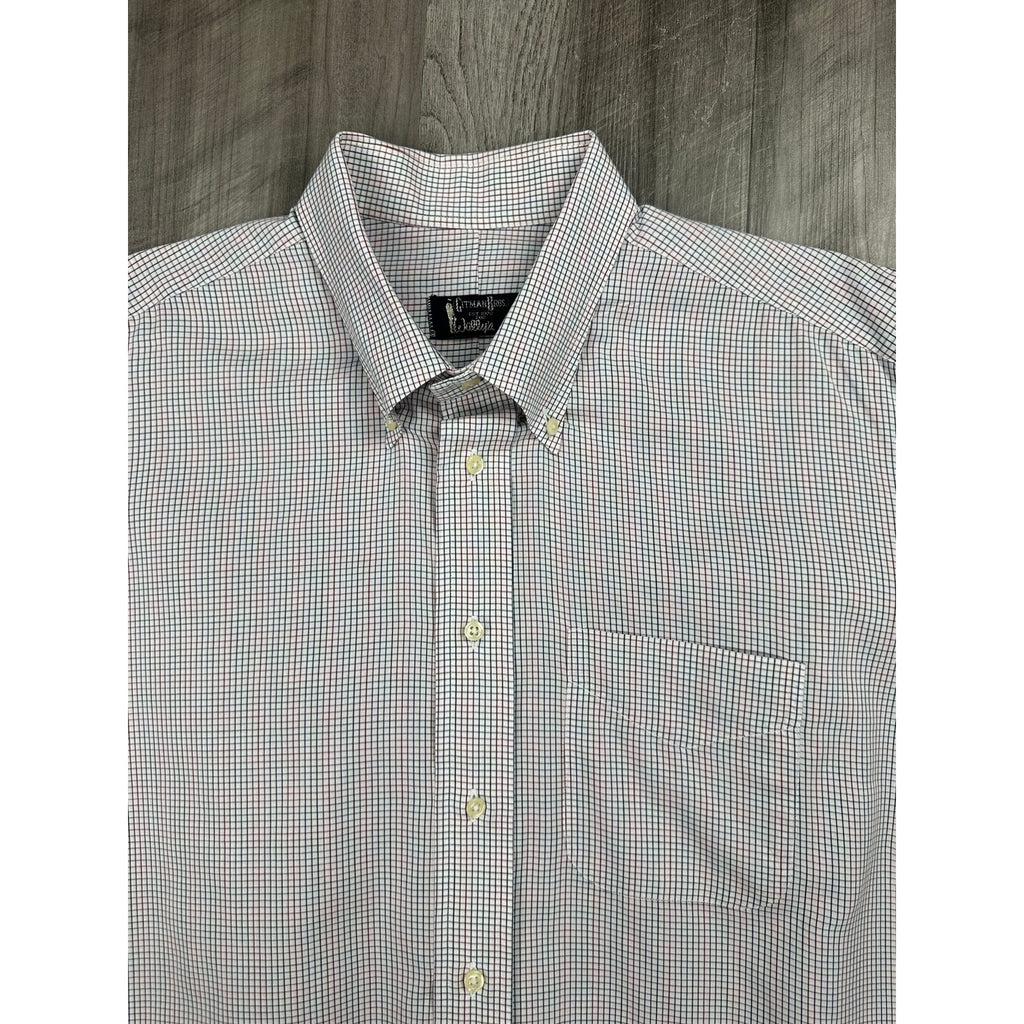 Gitman Bros. Made in USA Checkered Long Sleeve Button Down Shirt — Size 17.5/34 (XL) // Preowned