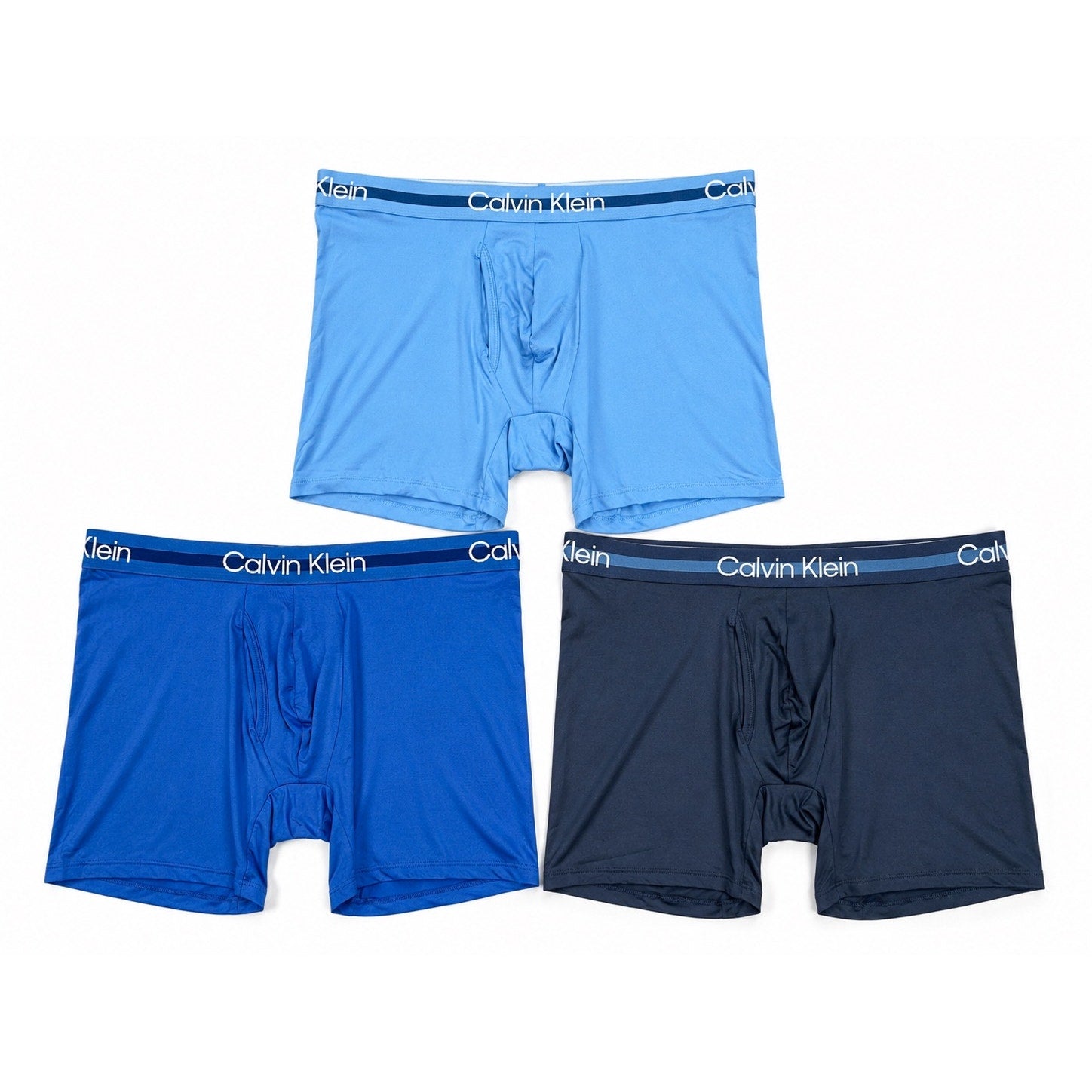 Calvin Klein Microfiber Stretch Boxer Brief 3-Pack in Blue Multi — Size Medium