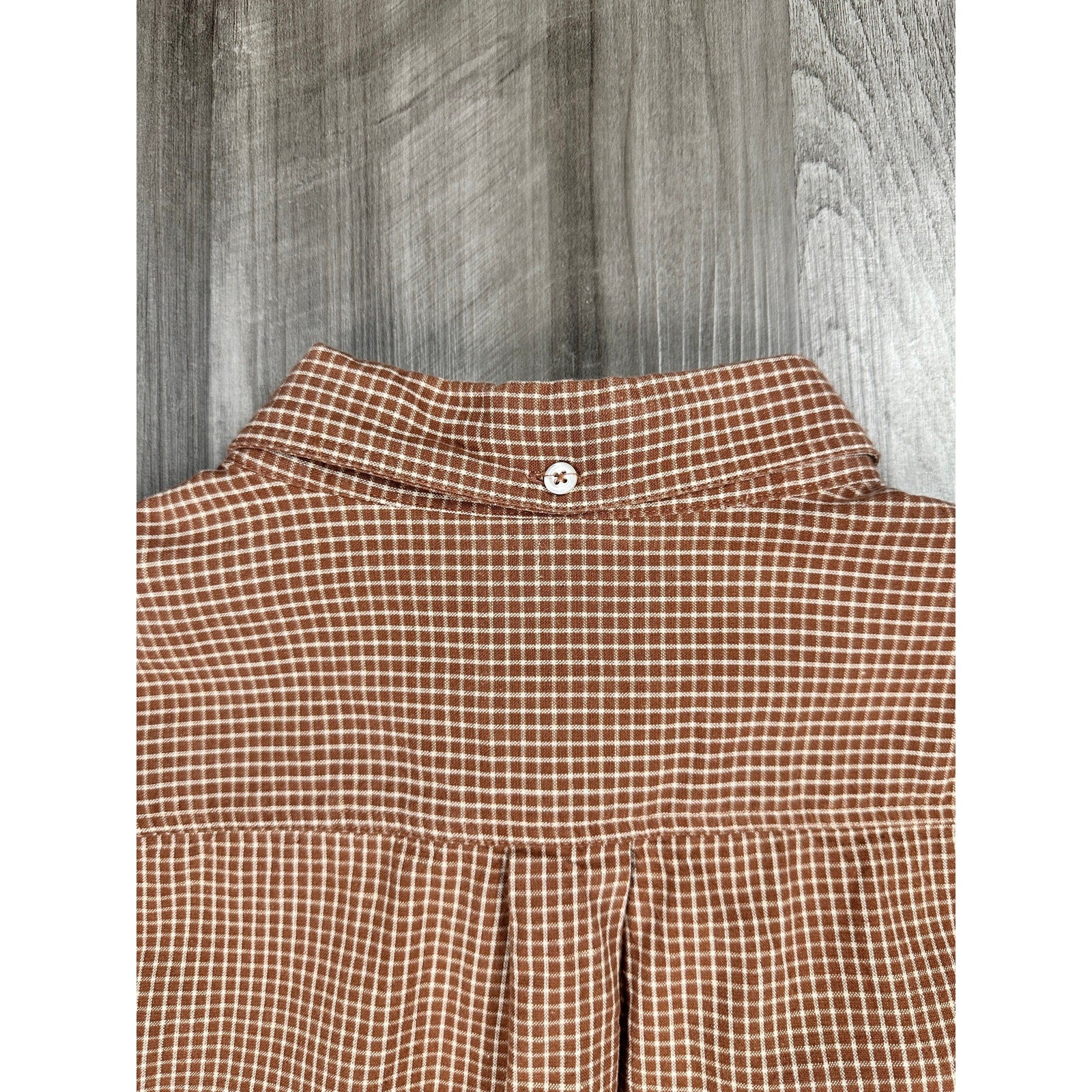 Billy Reid Tuscumbia Standard Fit Windowpane Check Long Sleeve Shirt in Brown, Cream — Size Large // Preowned