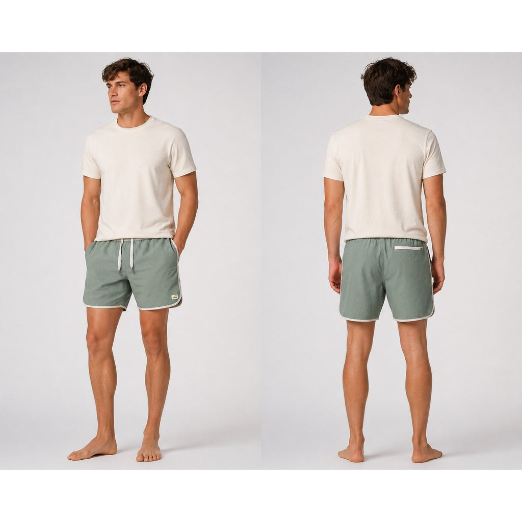 Vuori Banks Performance Athletic Shorts in Light Sage Green Gray and Gray — Size Small // Preowned