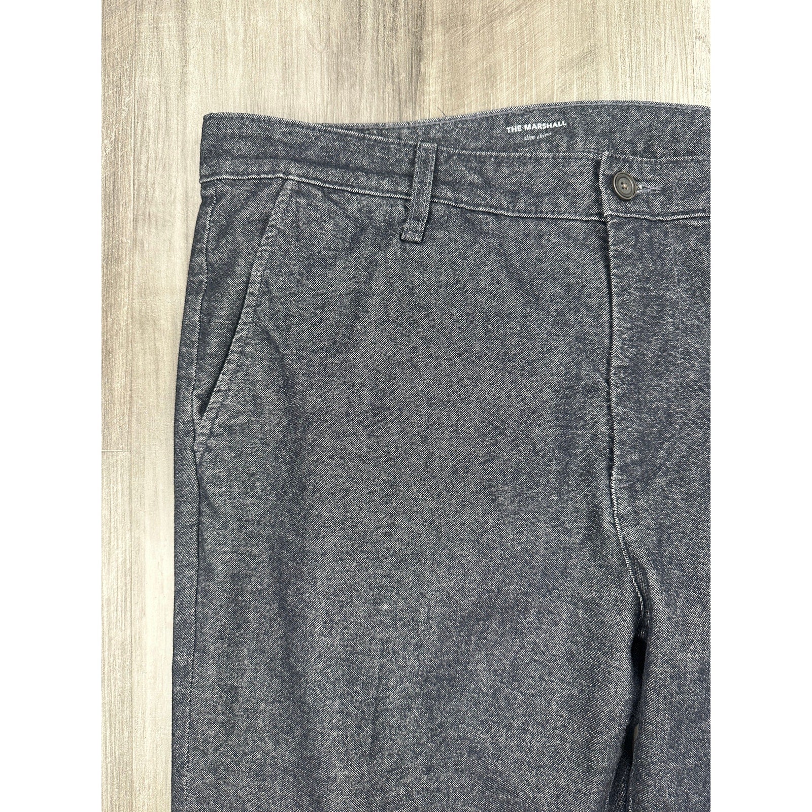 AG Adriano Goldschmied The Marshall Slim Chino Moleskin Pants in Heather Black — Size 38R // Preowned