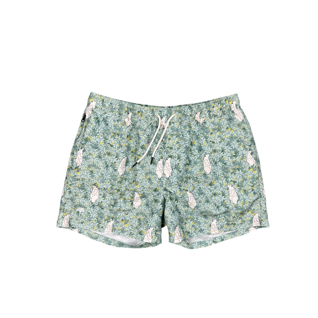 OAS Polar Bear Leaf Print Swim Trunks — Size XL // Preowned