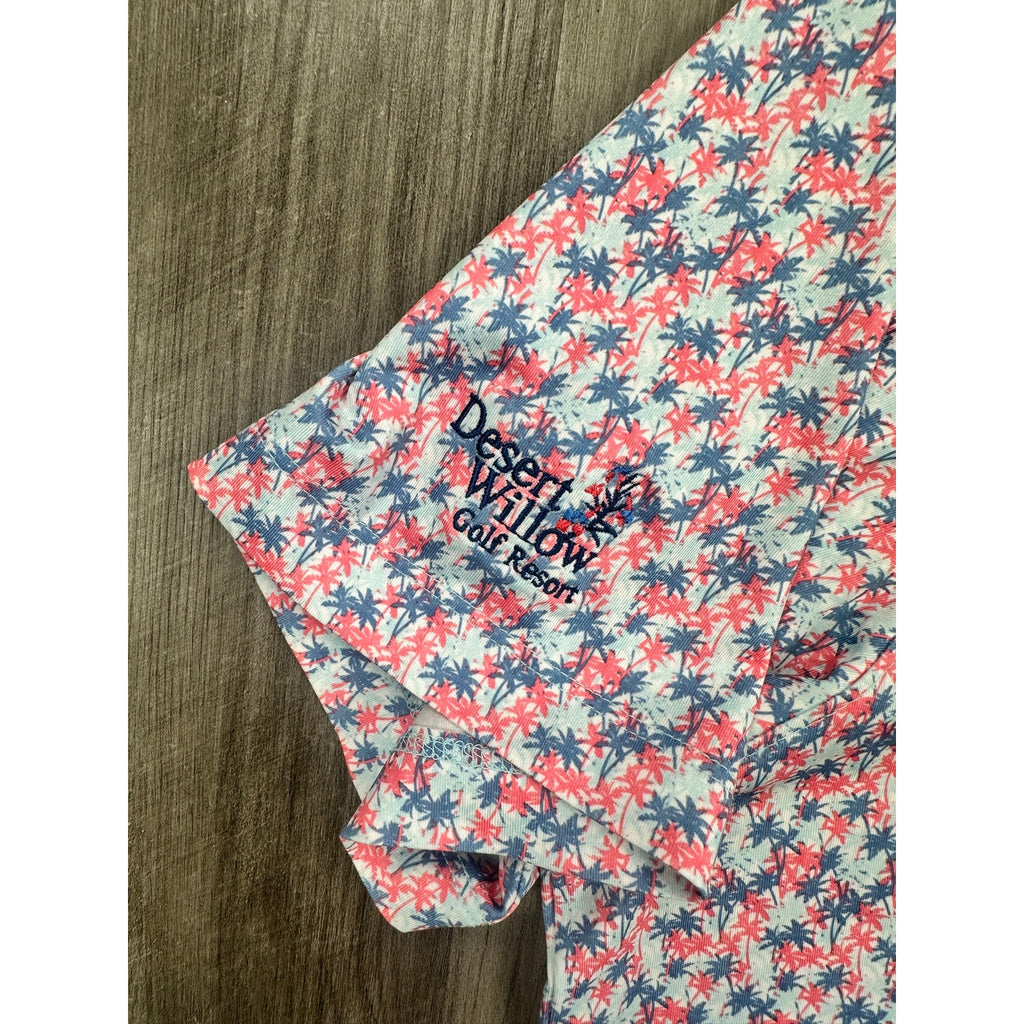 Johnnie-O Royal Palm Performance Golf Polo in Malibu Red with Desert Willow Golf Resort Monogram — Size 2XL // Preowned