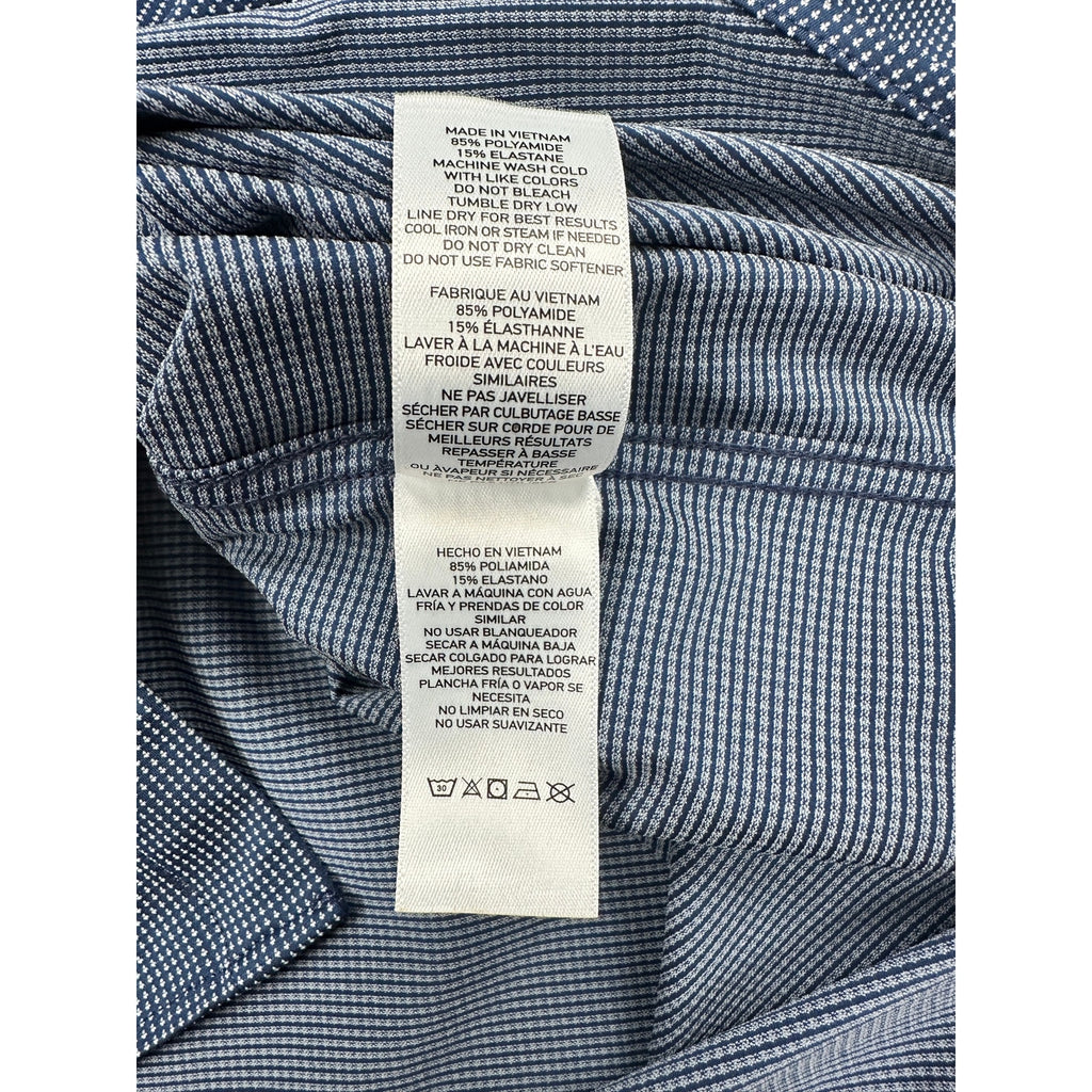 Rhone Slim Fit Birdseye Long Sleeve Commuter Shirt in Navy, White — Size Medium // Preowned