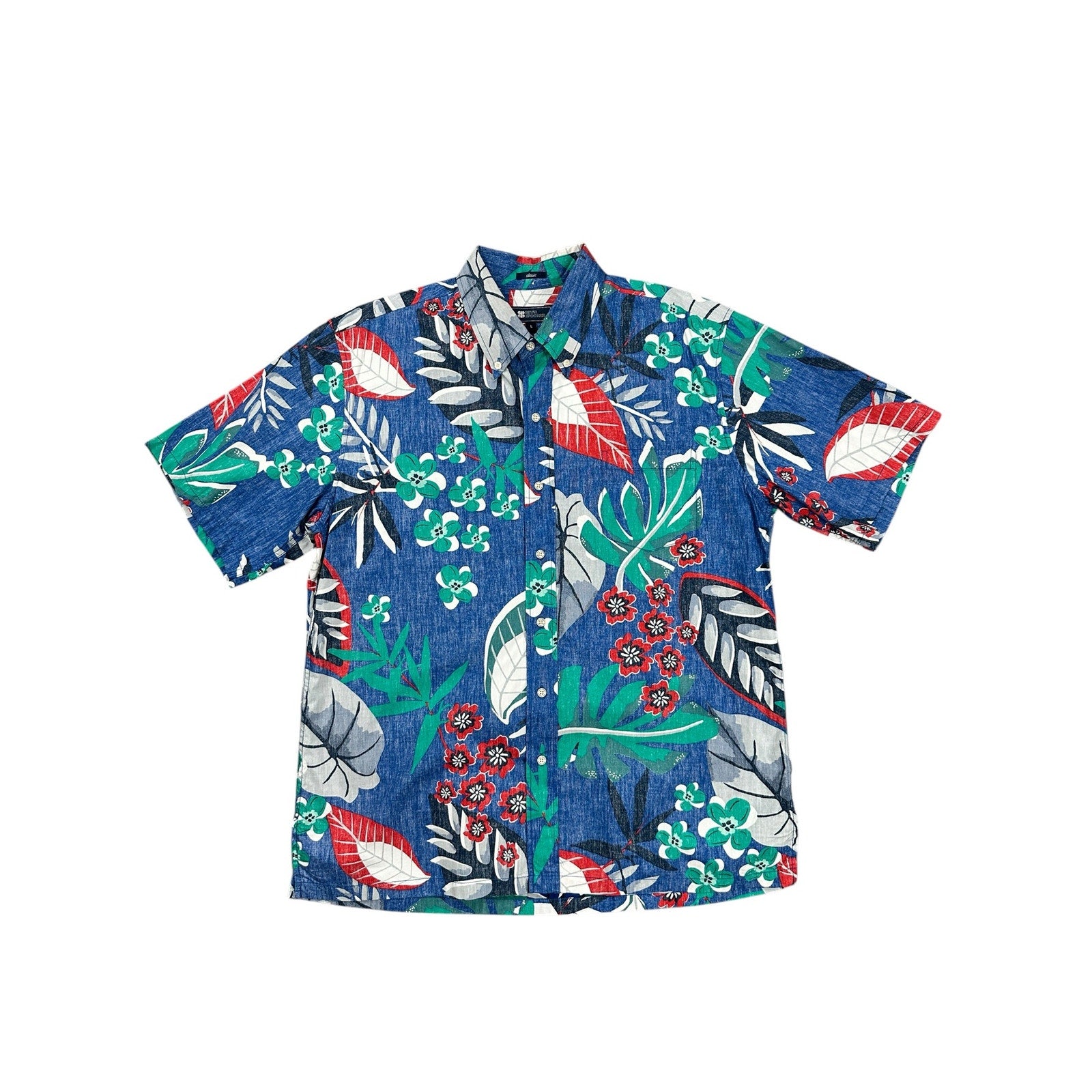 Reyn Spooner Classic Fit Hawaiian Tropical Short Sleeve Button Down in Blue Multi — Size Large // Preowned