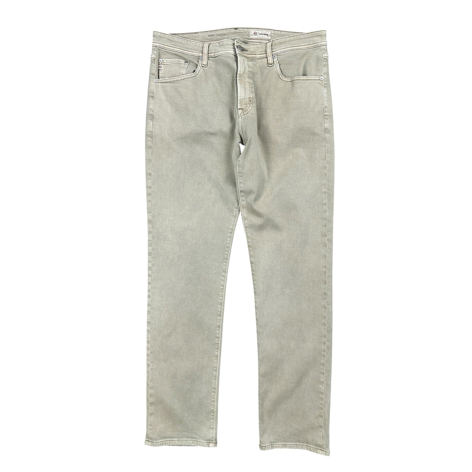 AG Adriano Goldschmied Denim Everett Slim Straight Jean in Beige Khaki — Size 36x32 // Preowned