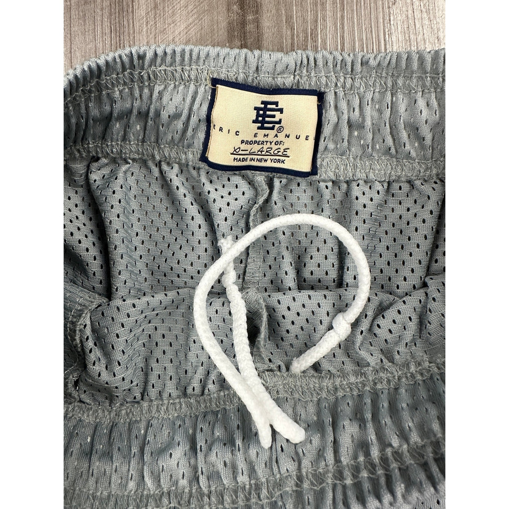 Eric Emanuel Bolt Mesh Gym Shorts in Gray, Blue and White — Size XL // Preowned