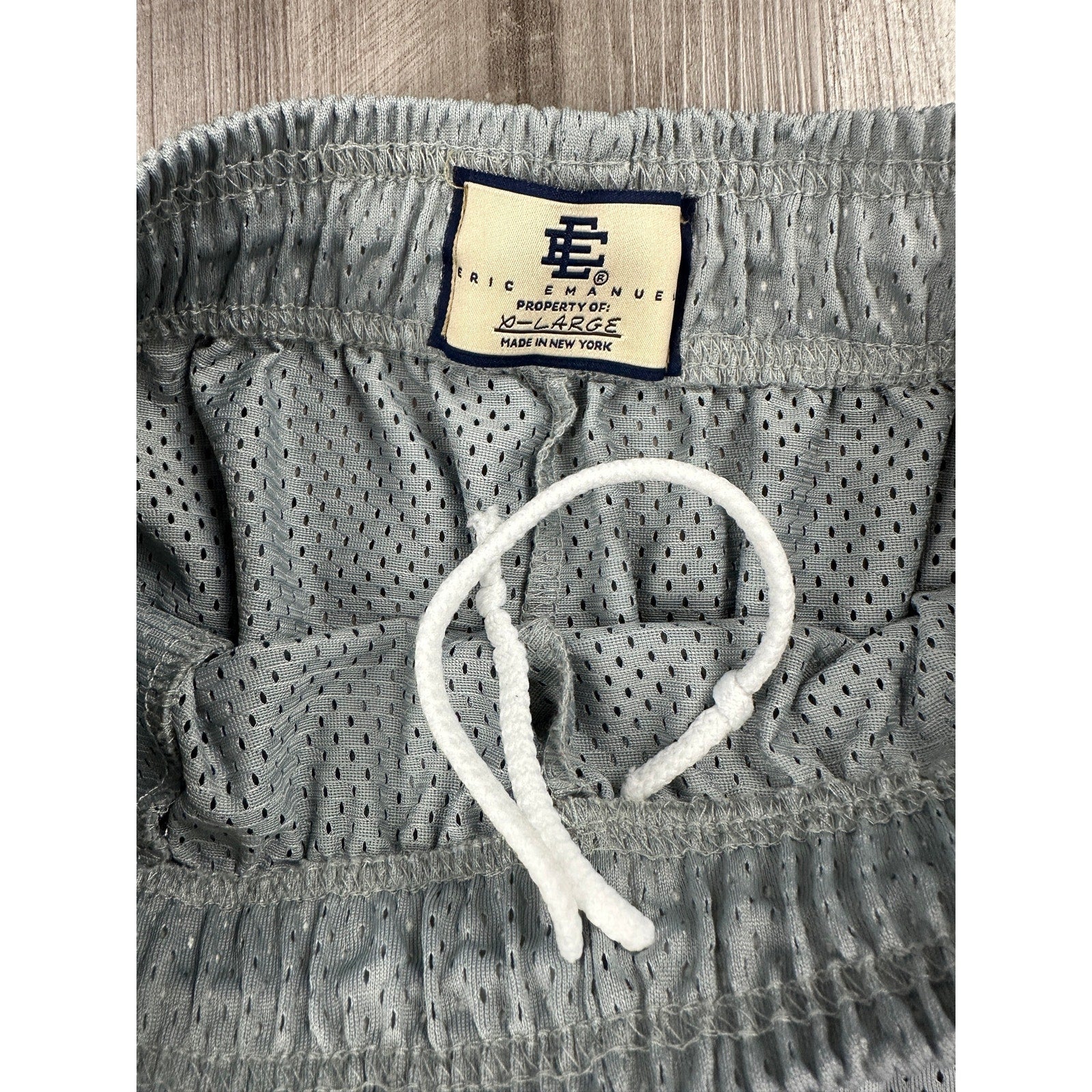 Eric Emanuel Bolt Mesh Gym Shorts in Gray, Blue and White — Size XL // Preowned