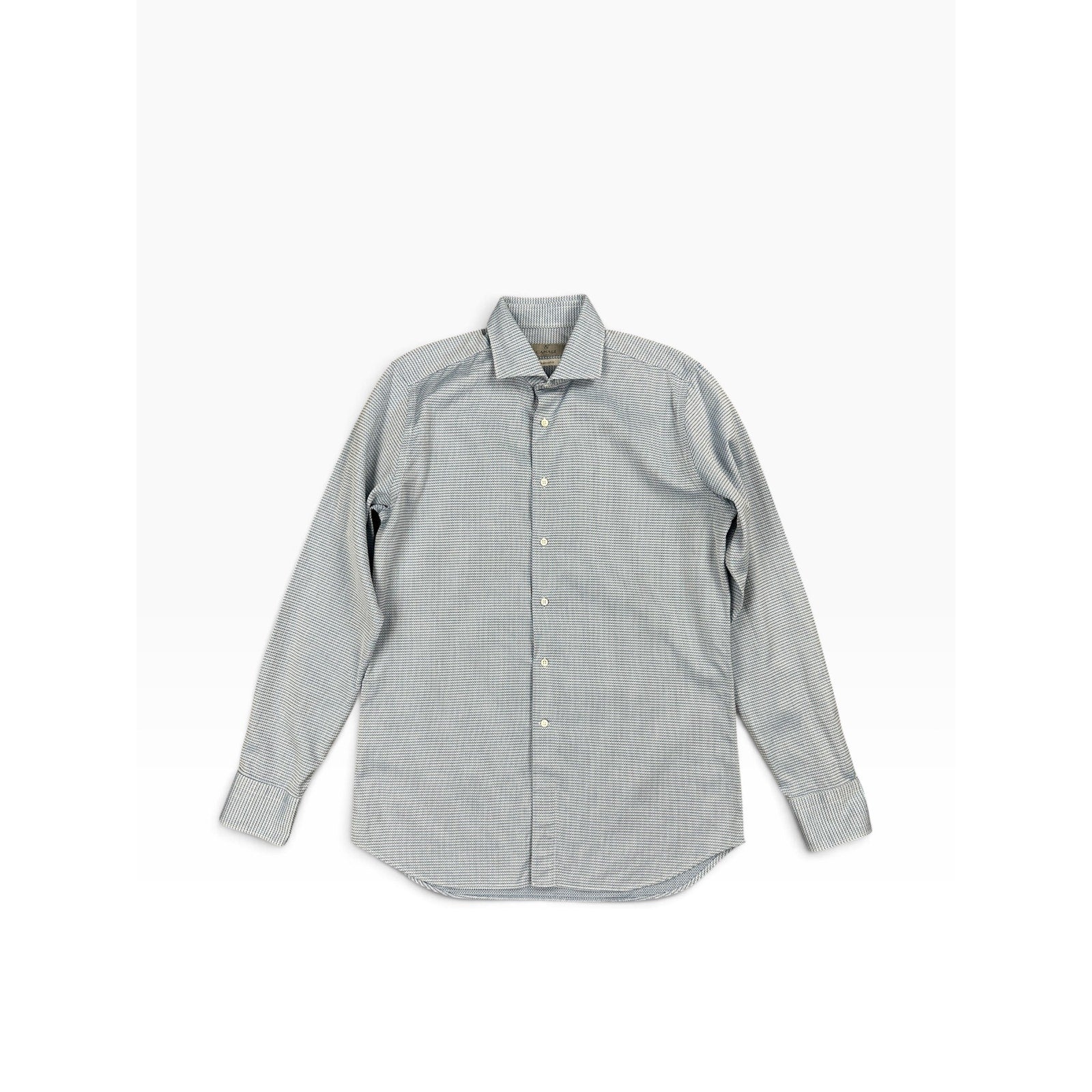 Canali Impeccabile Made in Italy Textured Stitch Long Sleeve Shirt in Light Blue, Blue, Gray — Size 41/16 (Large) // Preowned