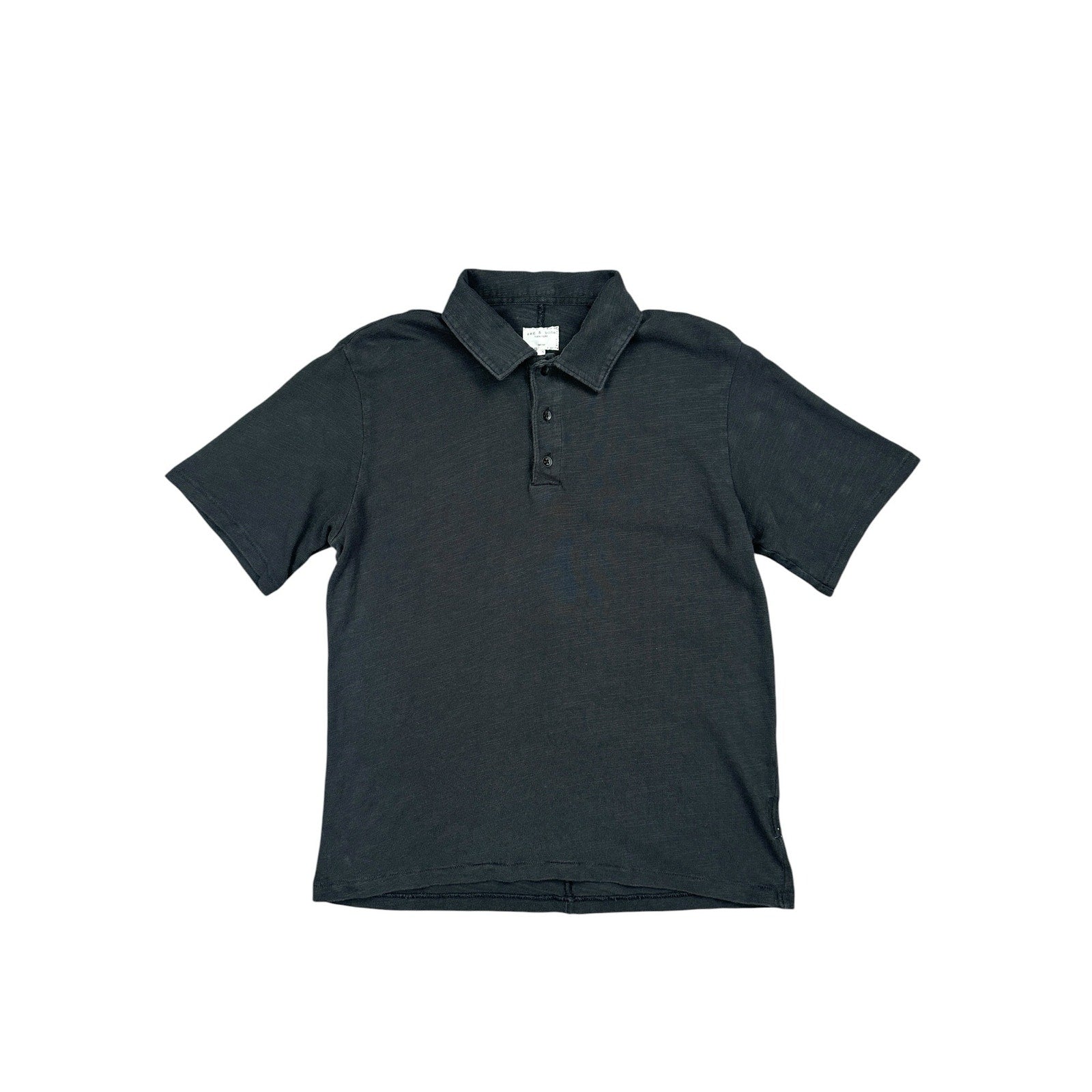 Rag & Bone Slub Pique Cotton Polo in Black — Size Medium // Preowned
