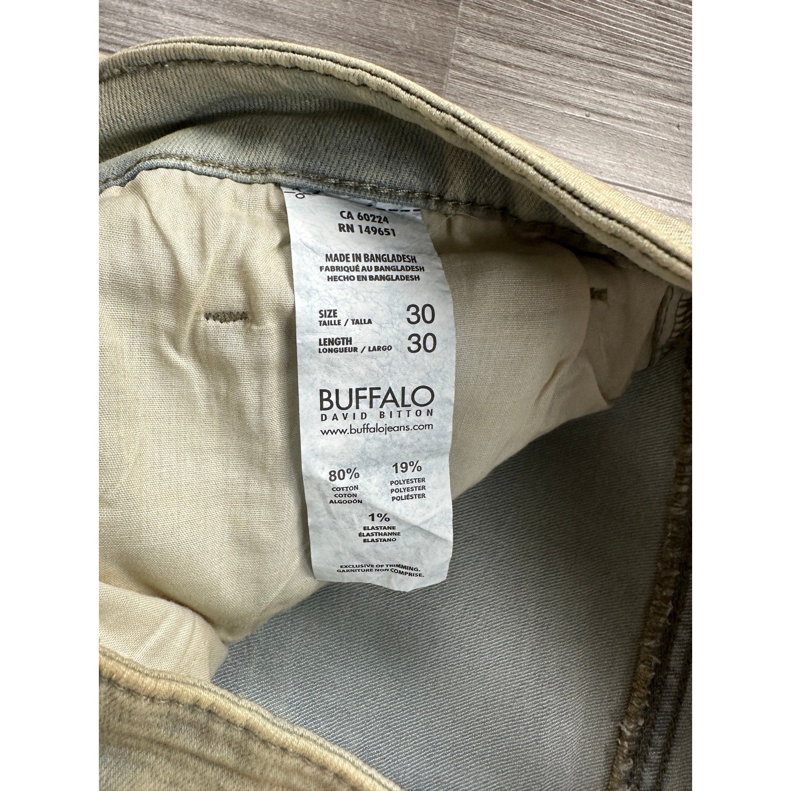 Buffalo David Bitton Ash Slim Stretch Jean in Dirty Blasted Wash — Size 30x30