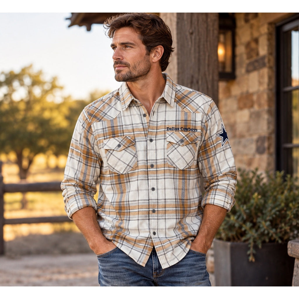 Fanatics NFL x Darius Rucker Dallas Cowboys Flannel Plaid Long Sleeve Button Down Shirt — Size Small