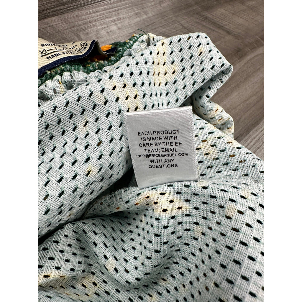 Eric Emanuel Paisley Mesh Gym Shorts in Green, Golden Yellow and White — Size XL // Preowned