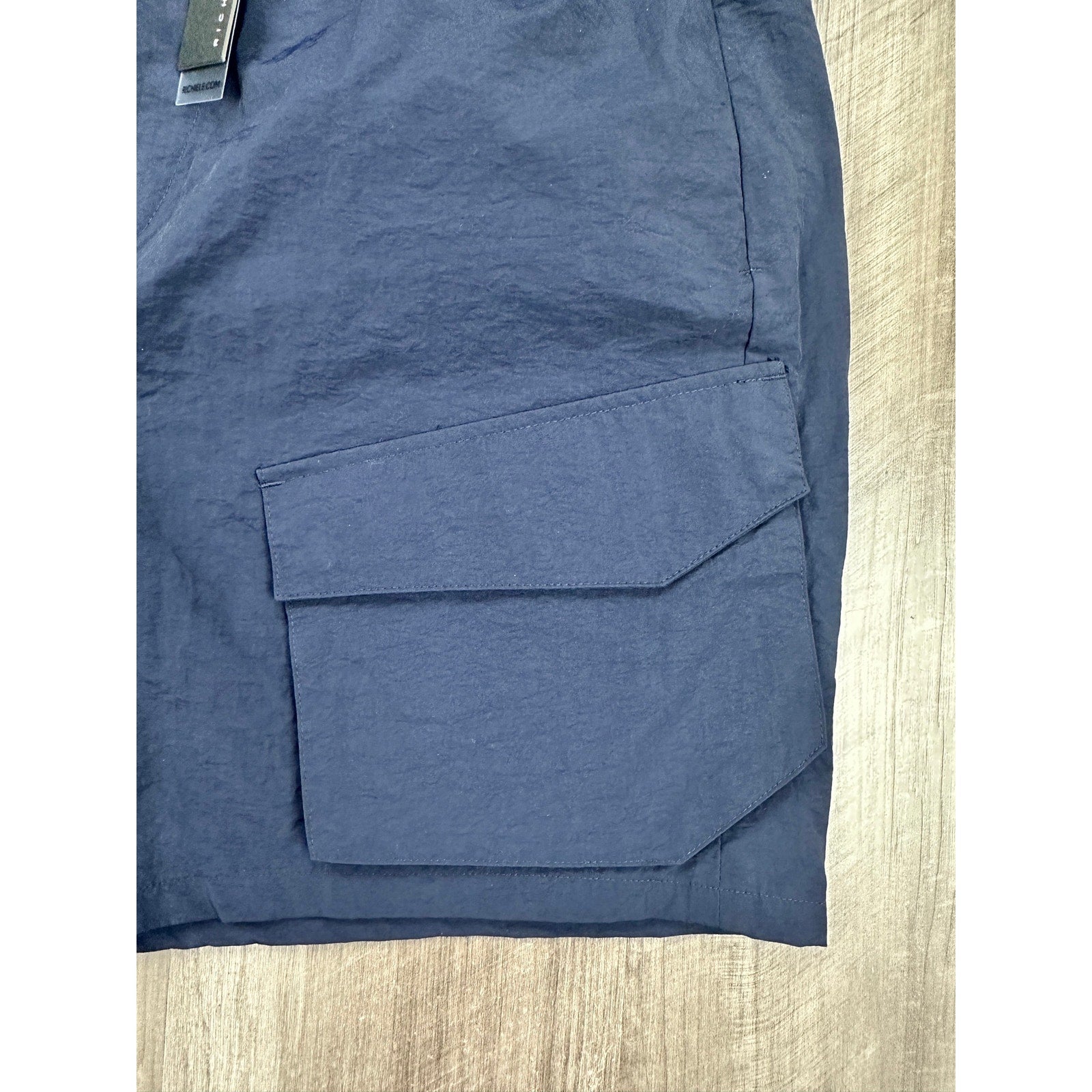 Richie Le Utility Cargo Shorts Lined Athletic Performance Shorts in Navy — Size Large