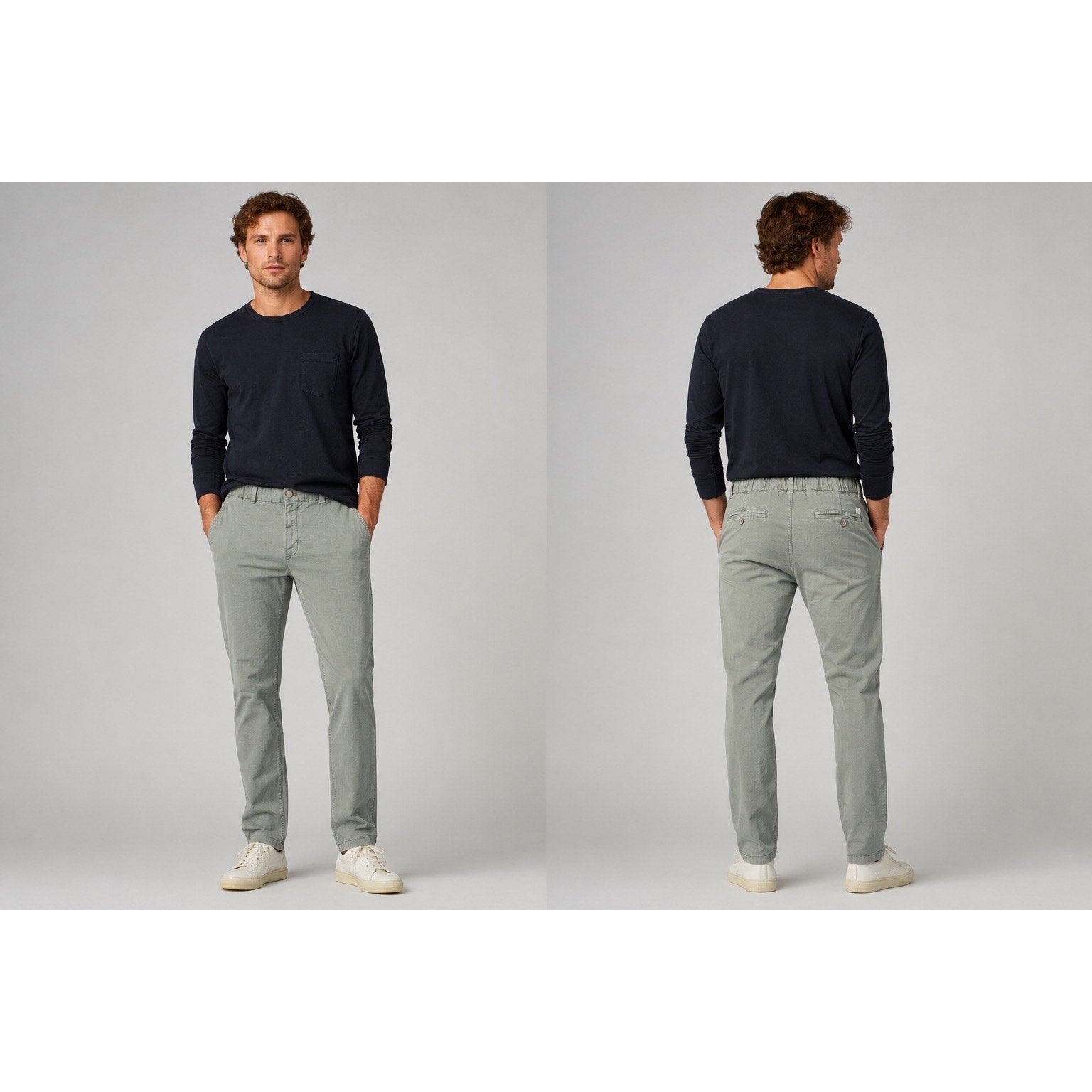 Marine Layer Slim Straight Saturday Twill Chino Pants in Green Khaki — Size Large // Preowned