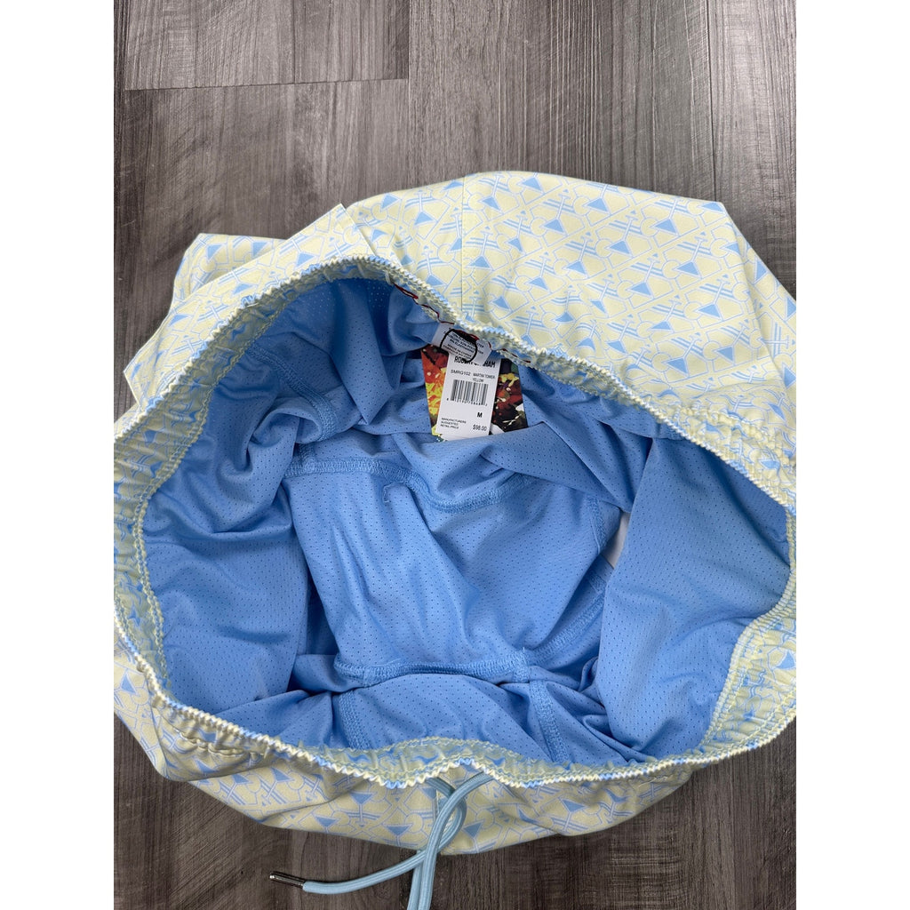 Robert Graham Martini Tower Swim Trunks in Yellow Light Blue and White — Size Medium