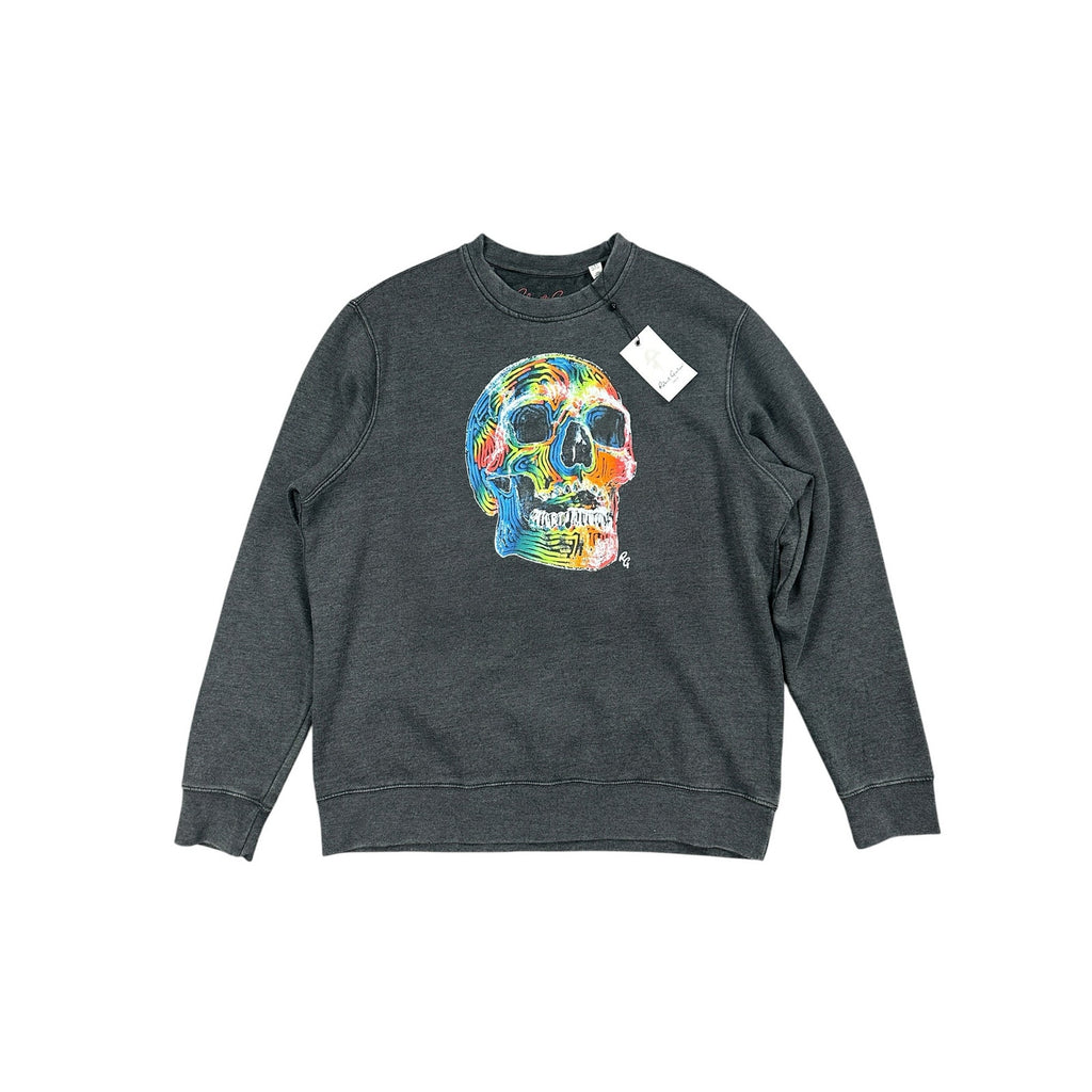 Robert Graham Neon Bones Graphic Long Sleeve Sweatshirt in Charcoal — Size 2XL
