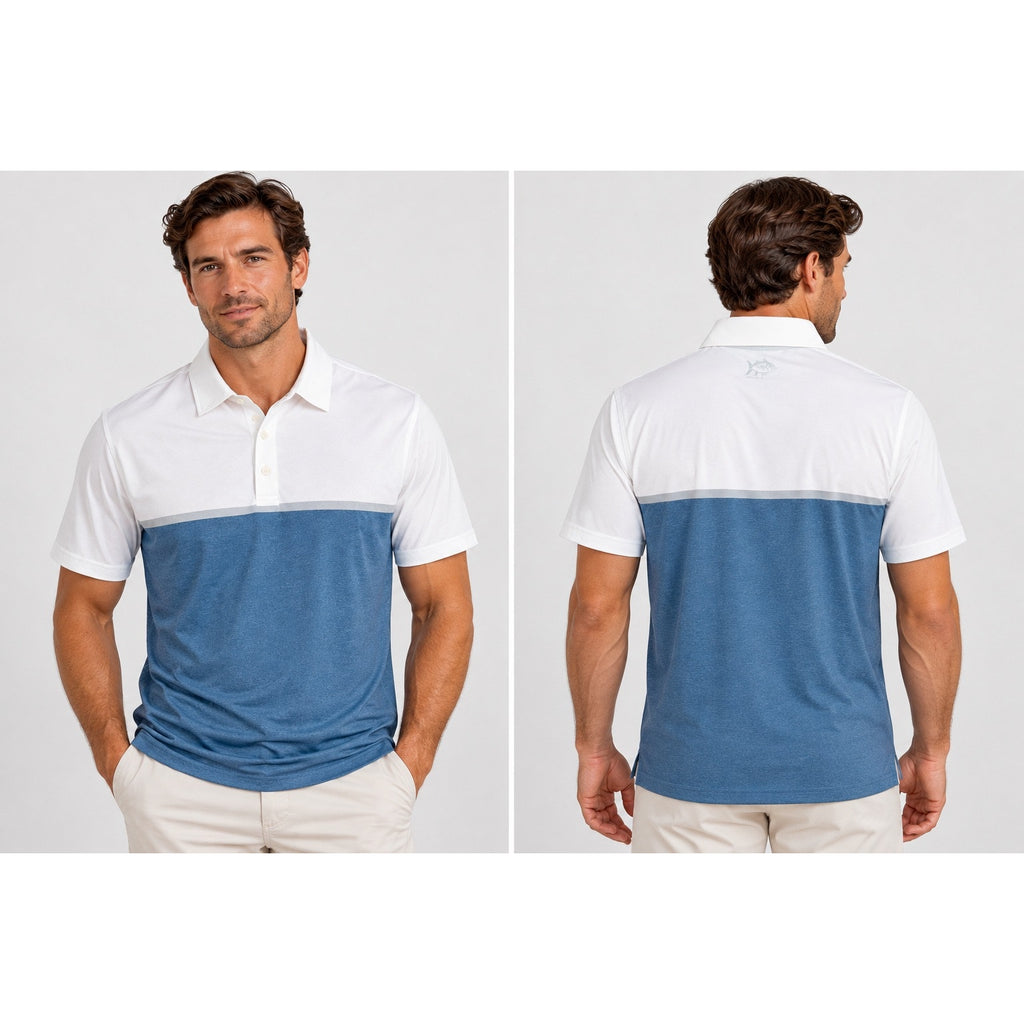 Southern Tide Tide to Trail Pamona Stripe Heather Performance Polo — Size Medium