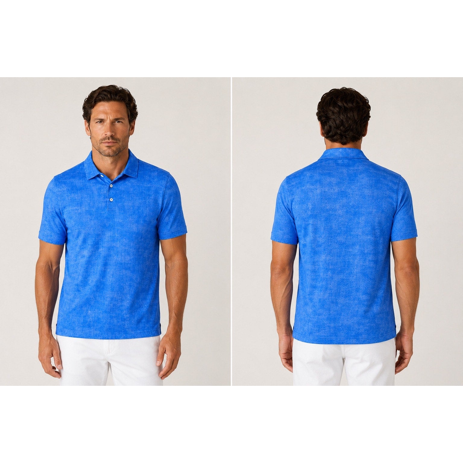Bugatchi OoohCotton Tech 8-Way Stretch Polo in Classic Blue — Size Large // Preowned