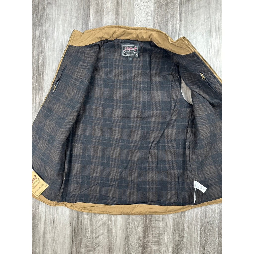 Rafter-C Boys' Camel with Chocolate Brown Yokes Quilted Western Vest — Size Boys XL