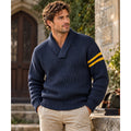 Bradley Knit Wear Vintage 1920s-30s Wool Shawl Collar Striped Varsity Athletic Sweater — Size Small // Preowned