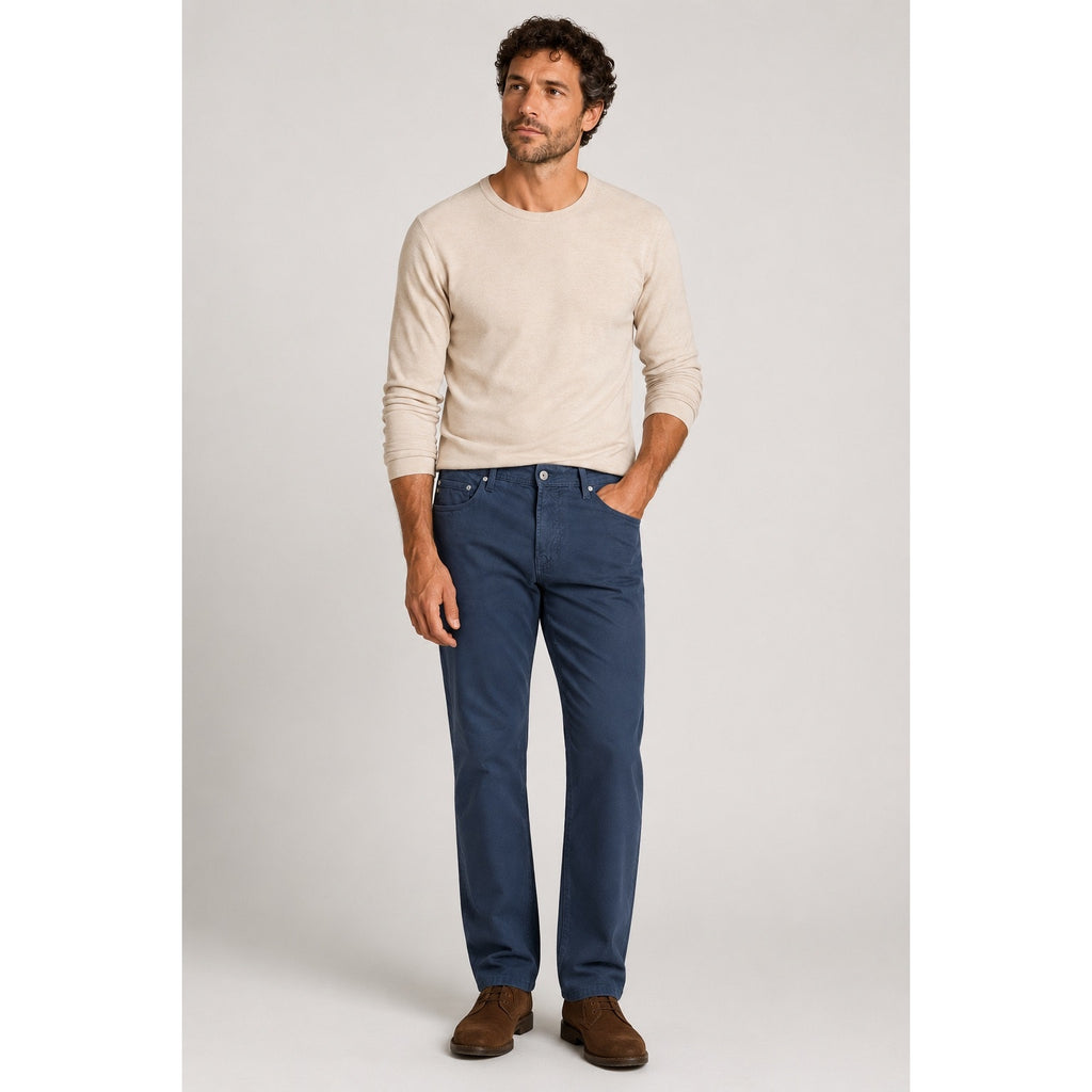 AG Adriano Goldschmied The Graduate Sueded Stretch Sateen Pant in New Navy — 36x34