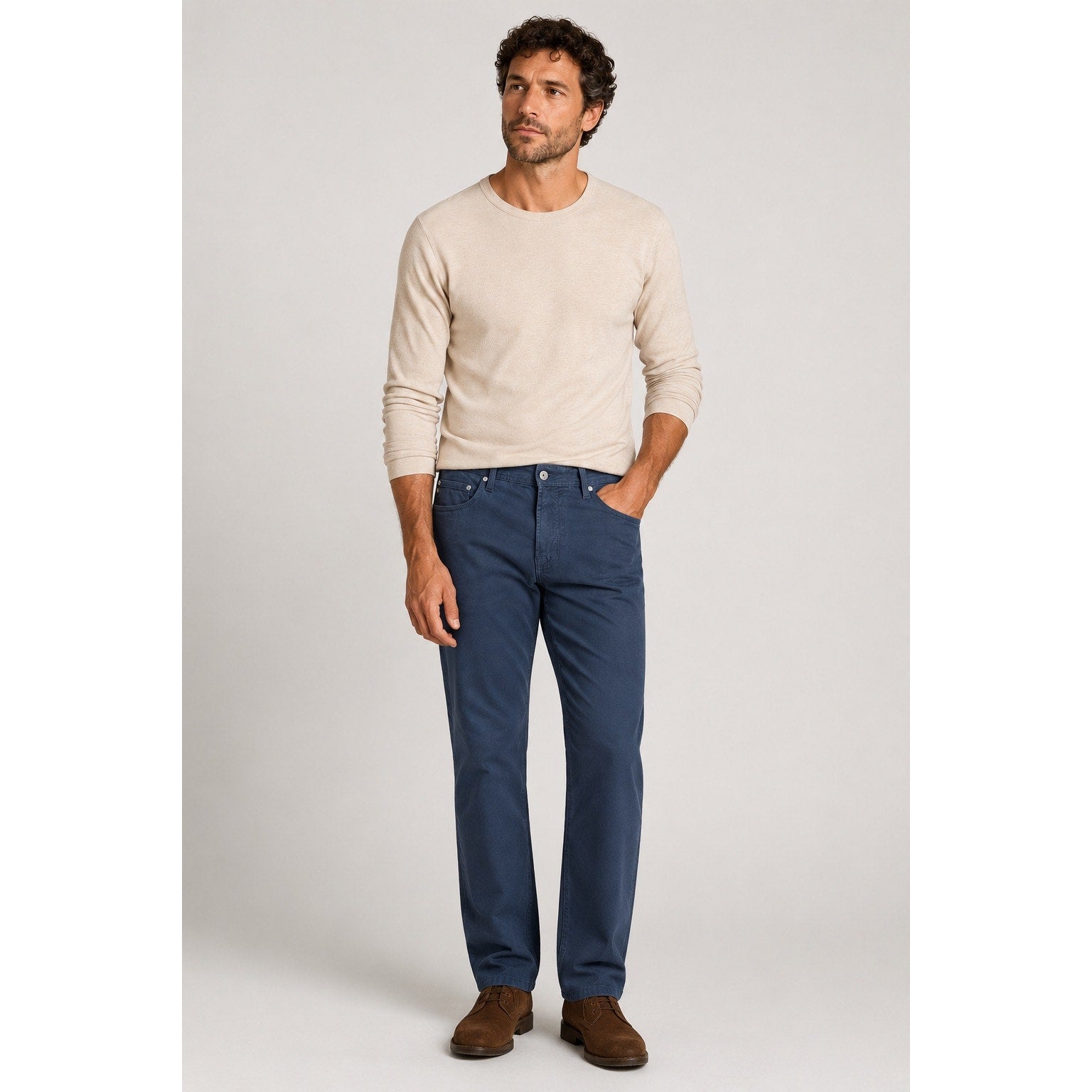 AG Adriano Goldschmied The Graduate Sueded Stretch Sateen Pant in New Navy — 36x34