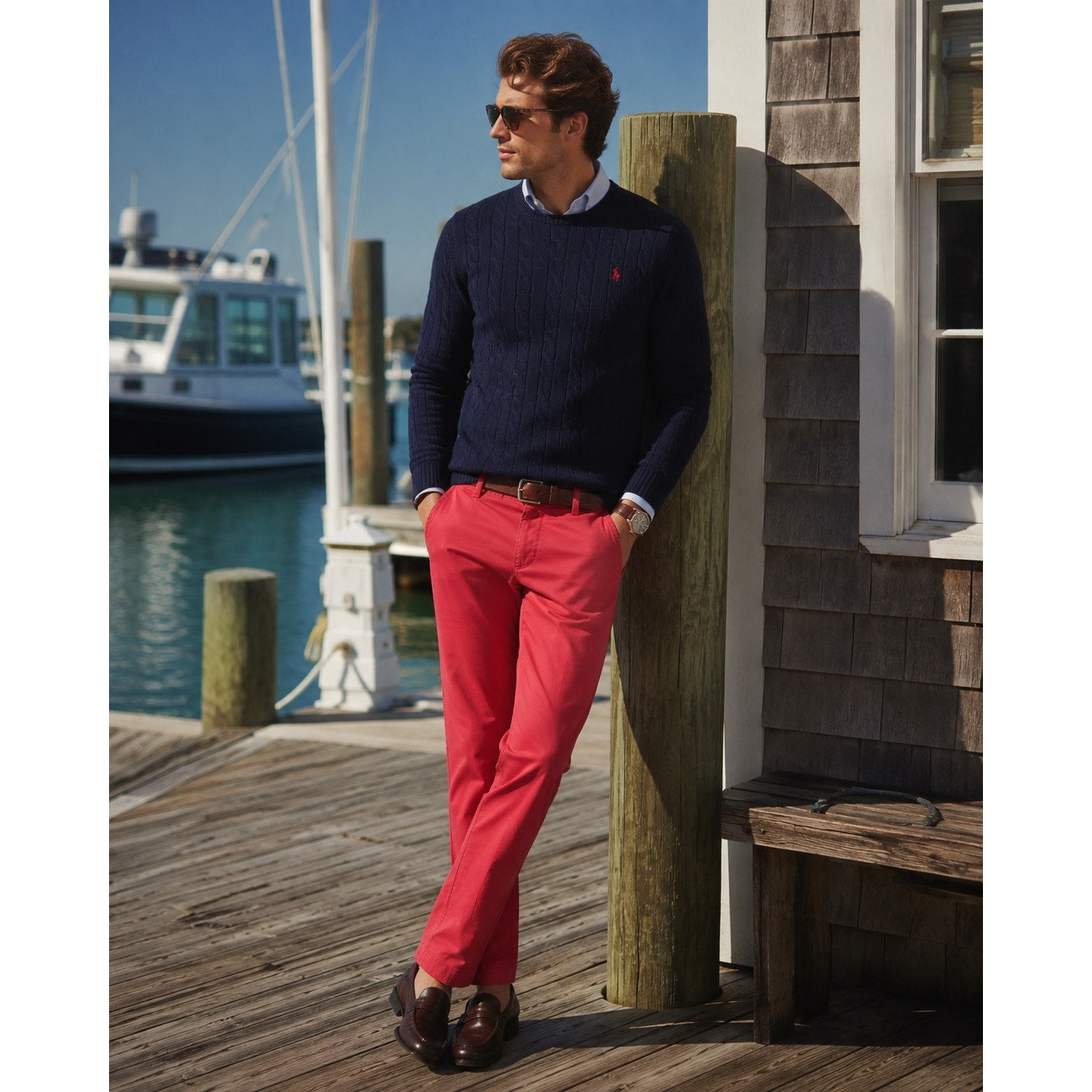 Polo Ralph Lauren Stretch Slim Fit Chino Pants in Nantucket Red — Size 38x30 // Preowned