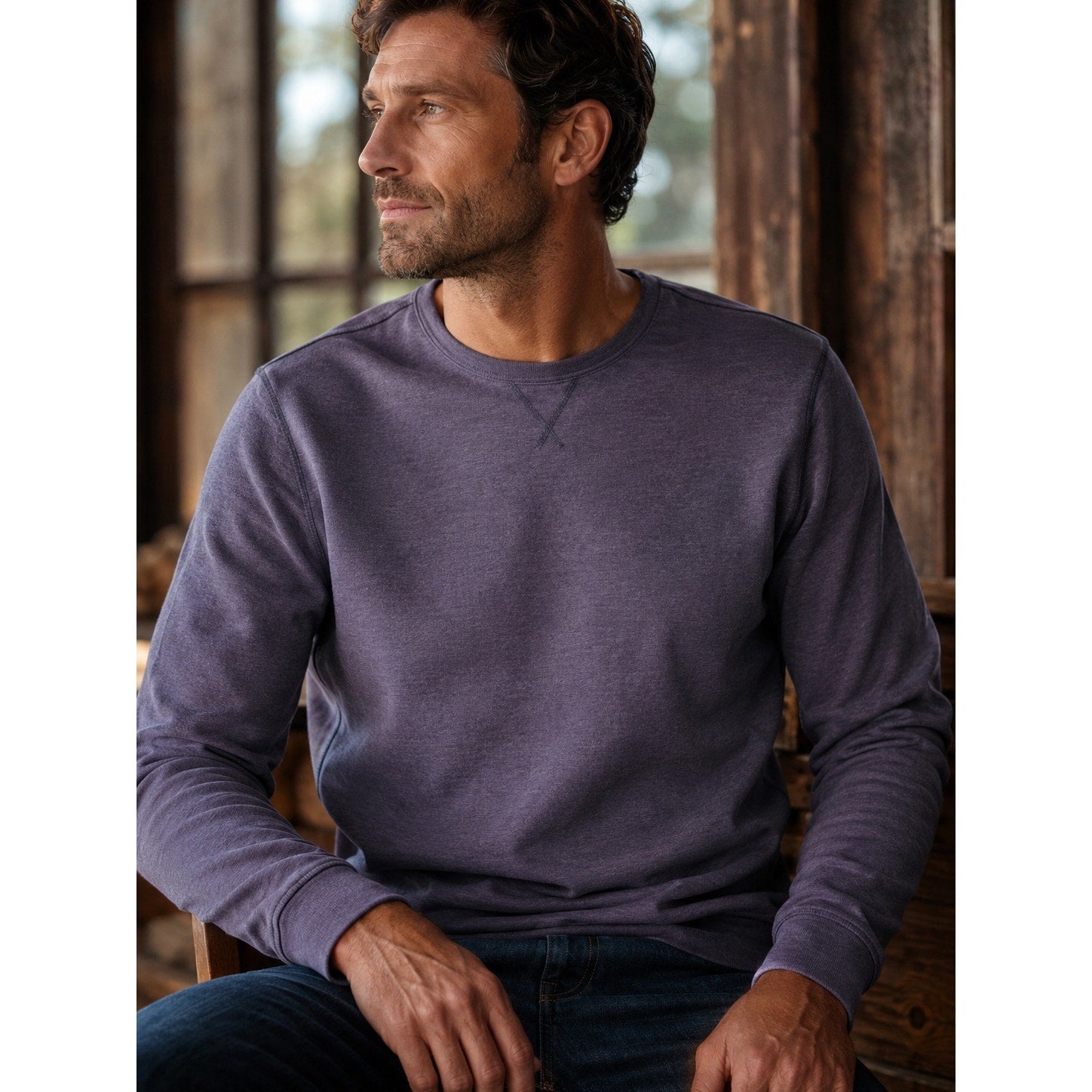 Robert Barakett Nortonville Crew Neck Pullover in Dusk Purple — XL