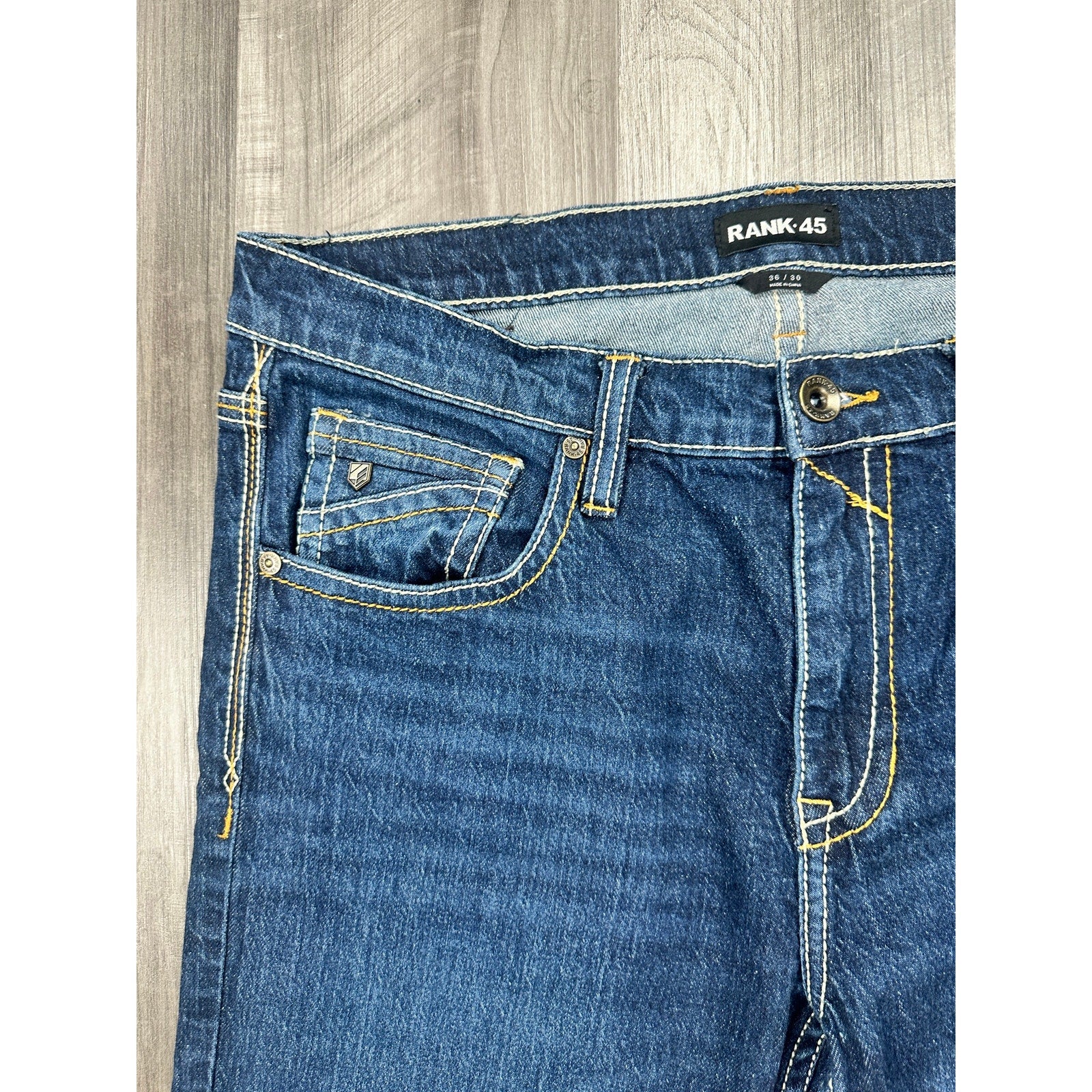 Rank 45 Slim Straight Jeans in Midnight Hawk Blue — Size 36 // Preowned