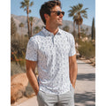 Mizzen+Main Desert Oasis Cactus Palms Performance Trim Polo in White, Navy and Green — Size Medium // Preowned