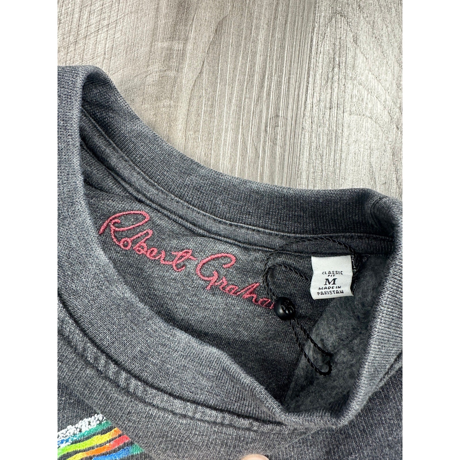 Robert Graham Neon Bones Graphic Long Sleeve Sweatshirt in Charcoal — Size Medium