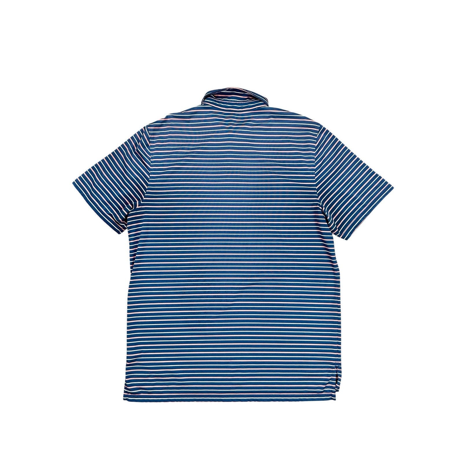 Southern Tide Driver Performance Stretch Striped Polo in Navy Coral White — Size Large