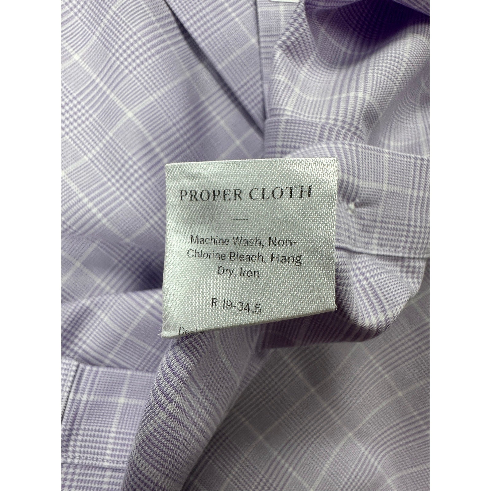 Proper Cloth Non-Iron Stretch Prince of Wales Check Twill Long Sleeve Button Down in Lavender and White — Size 3XL // Preowned