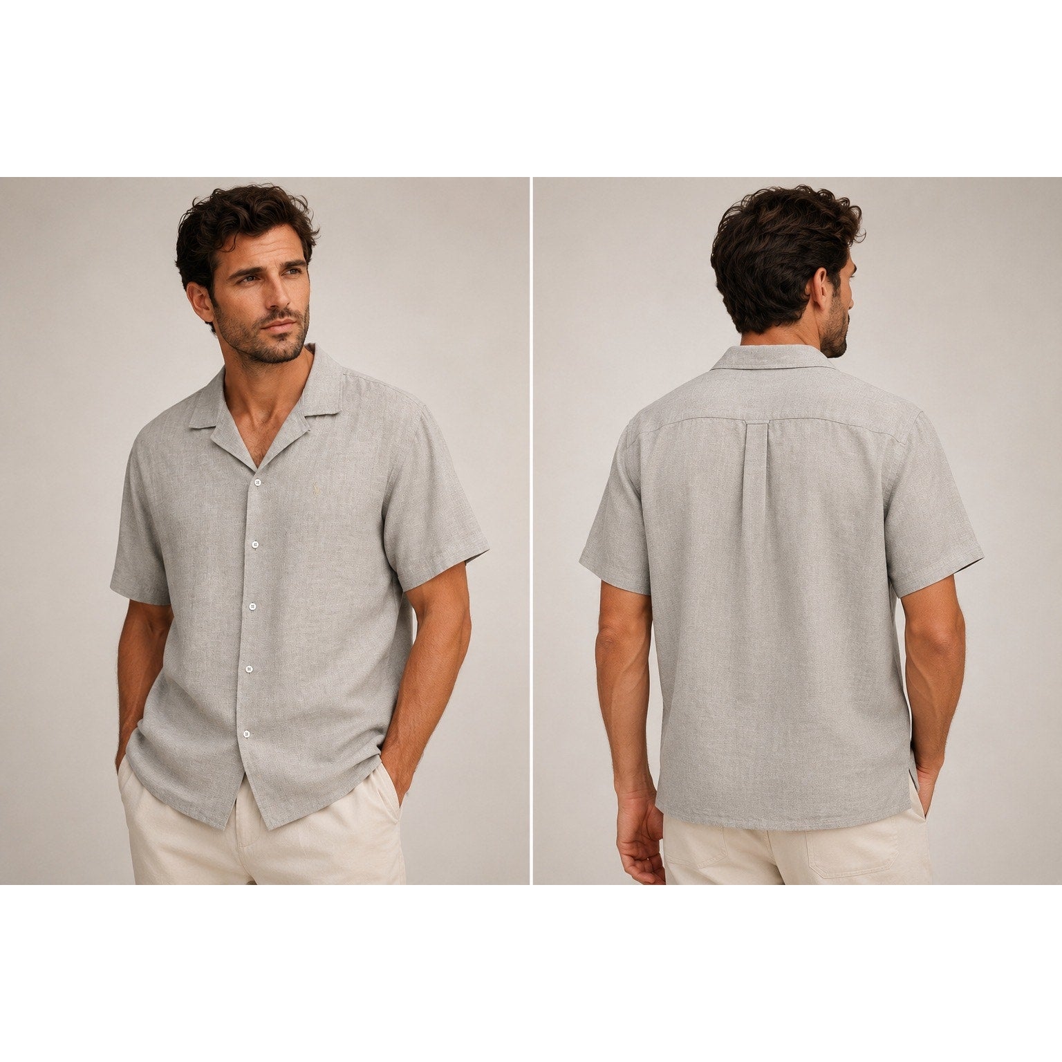 Psycho Bunny Windcrest Linen Blend Short Sleeve Button Down in Jute — Size 3XL