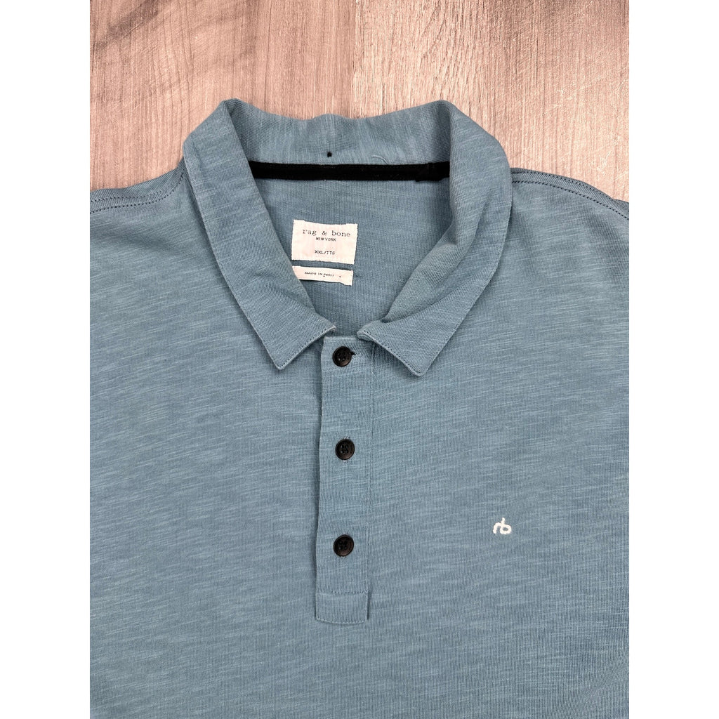 Rag & Bone Classic Slub Made in Peru Polo in Blue — Size 2XL // Preowned