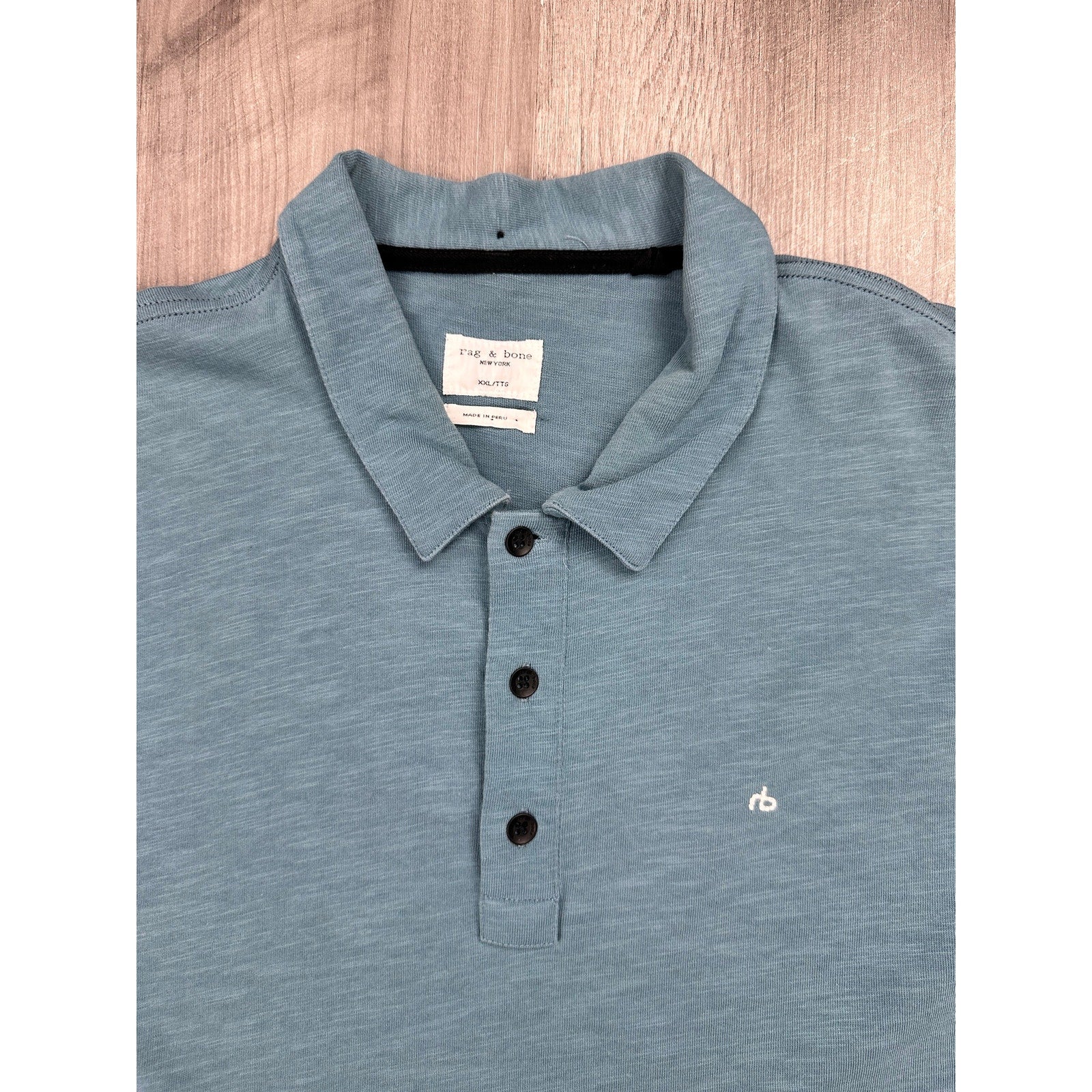 Rag & Bone Classic Slub Made in Peru Polo in Blue — Size 2XL // Preowned